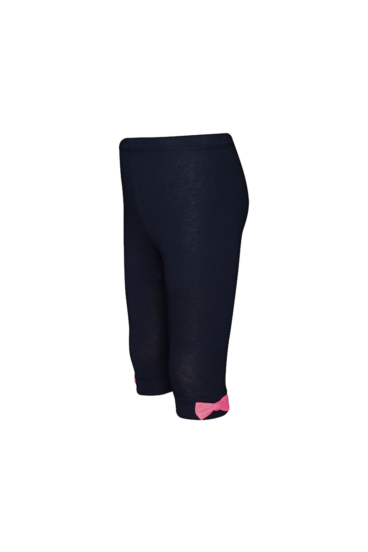 Koyu Lacivert Basic Kız Çocuk Fiyonklu Diz Altı Tayt Kapri