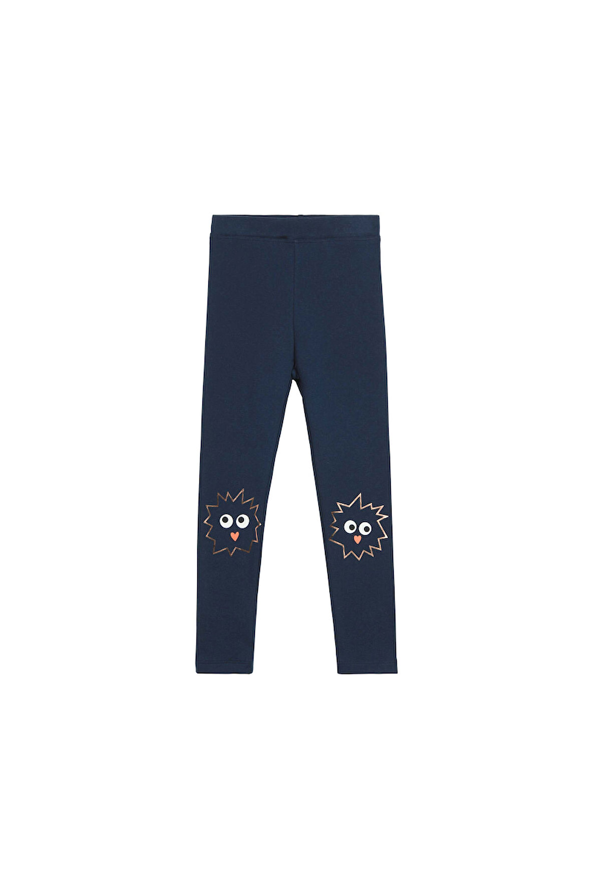 Açık Lacivert Crazy Eyes Baskılı Kız Çocuk Kışlık Şardonlu Kız Çocuk Tayt