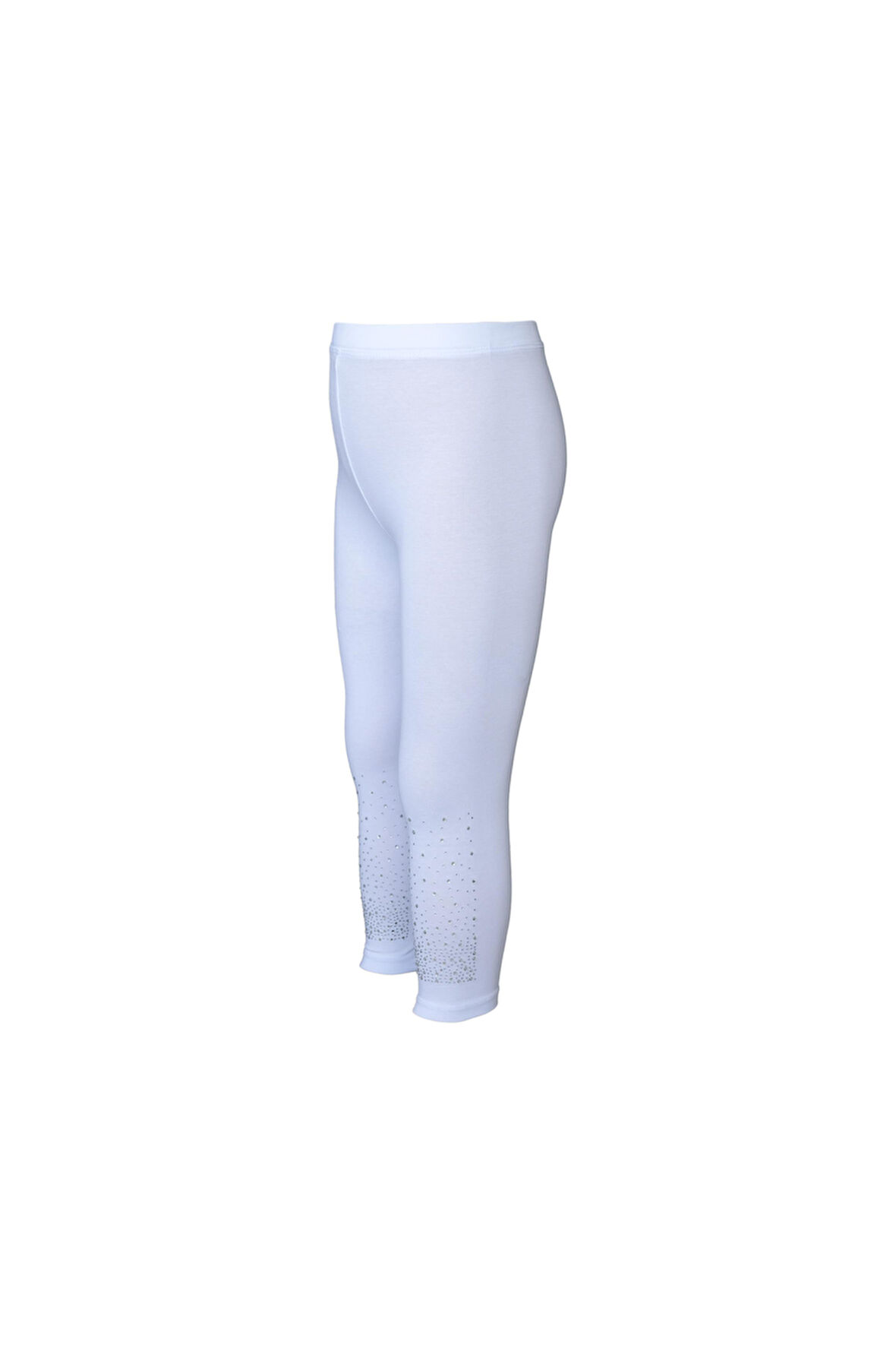 Beyaz Serpme Taşlı Kız Çocuk Yazlık Tayt