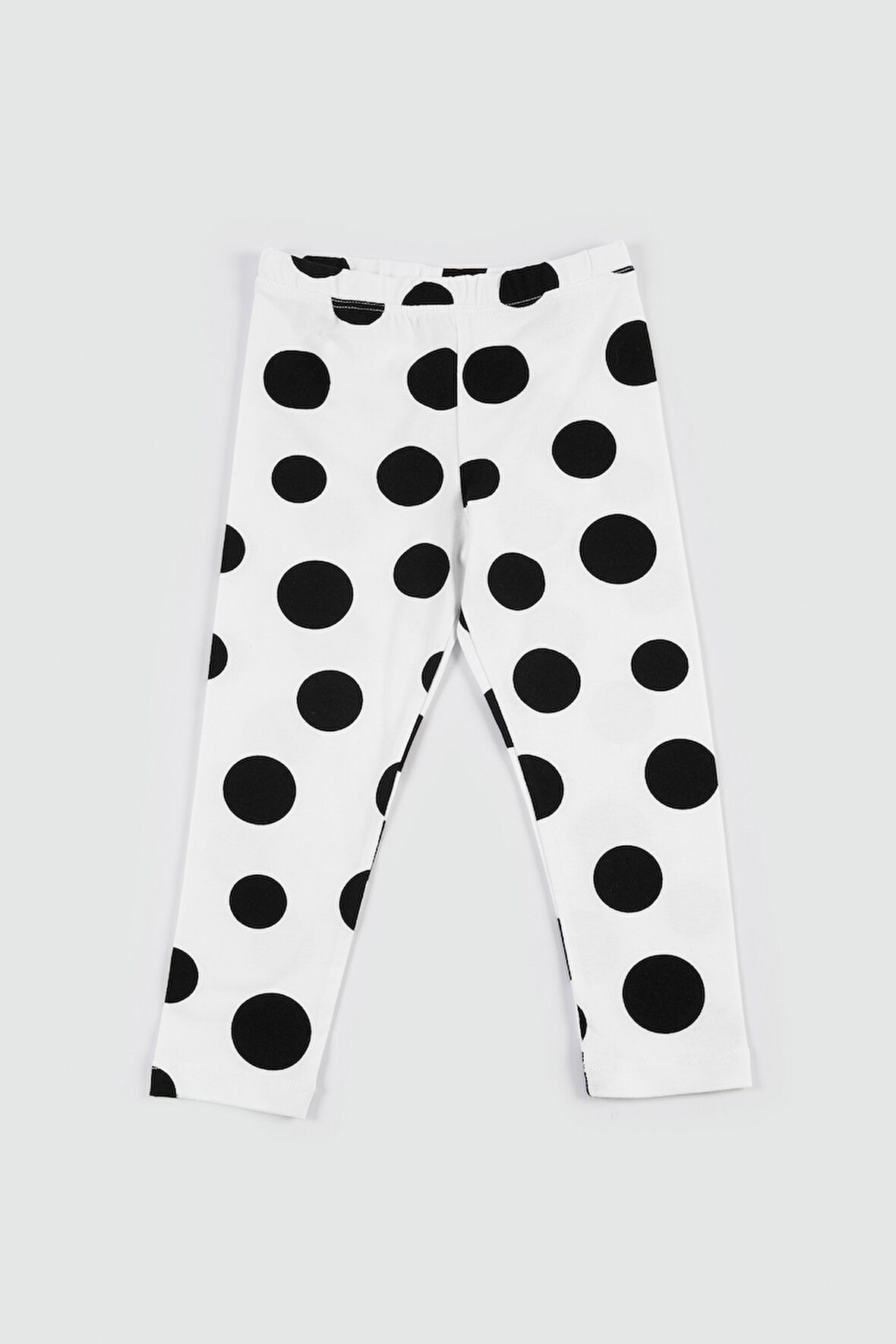 Kız Çocuk Beyaz Zemin Büyük Puanlı Tayt