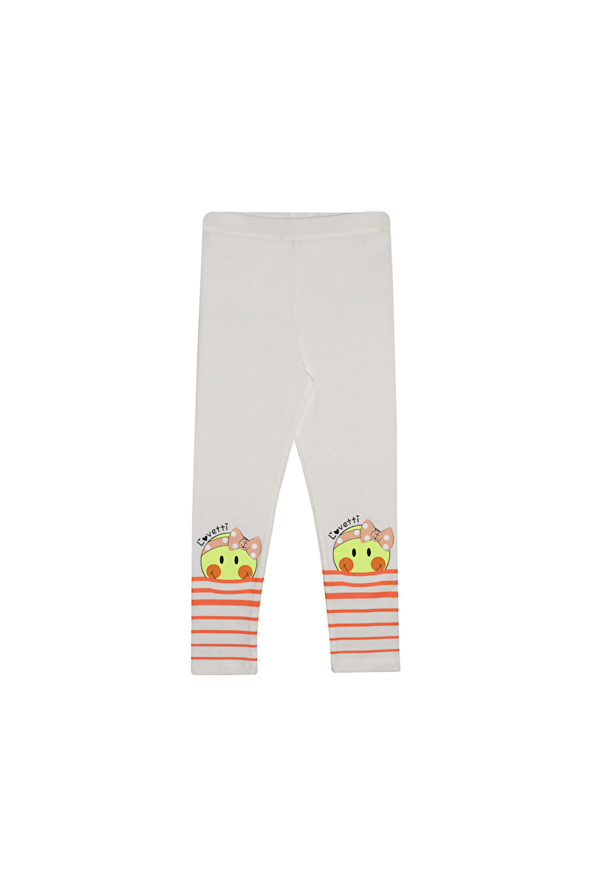 Ekru Marin Smile Baskılı Kız Çocuk Mesimlik Tayt