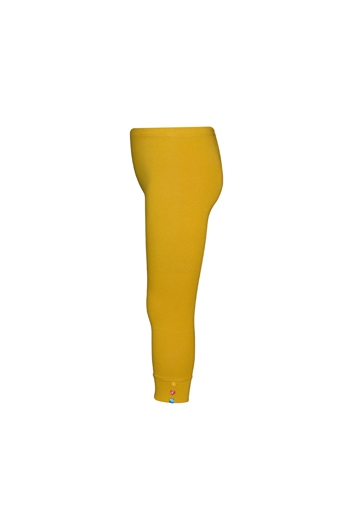 Hardal Düğmeli Paça Manşetli Kız Çocuk Yazlık Tayt