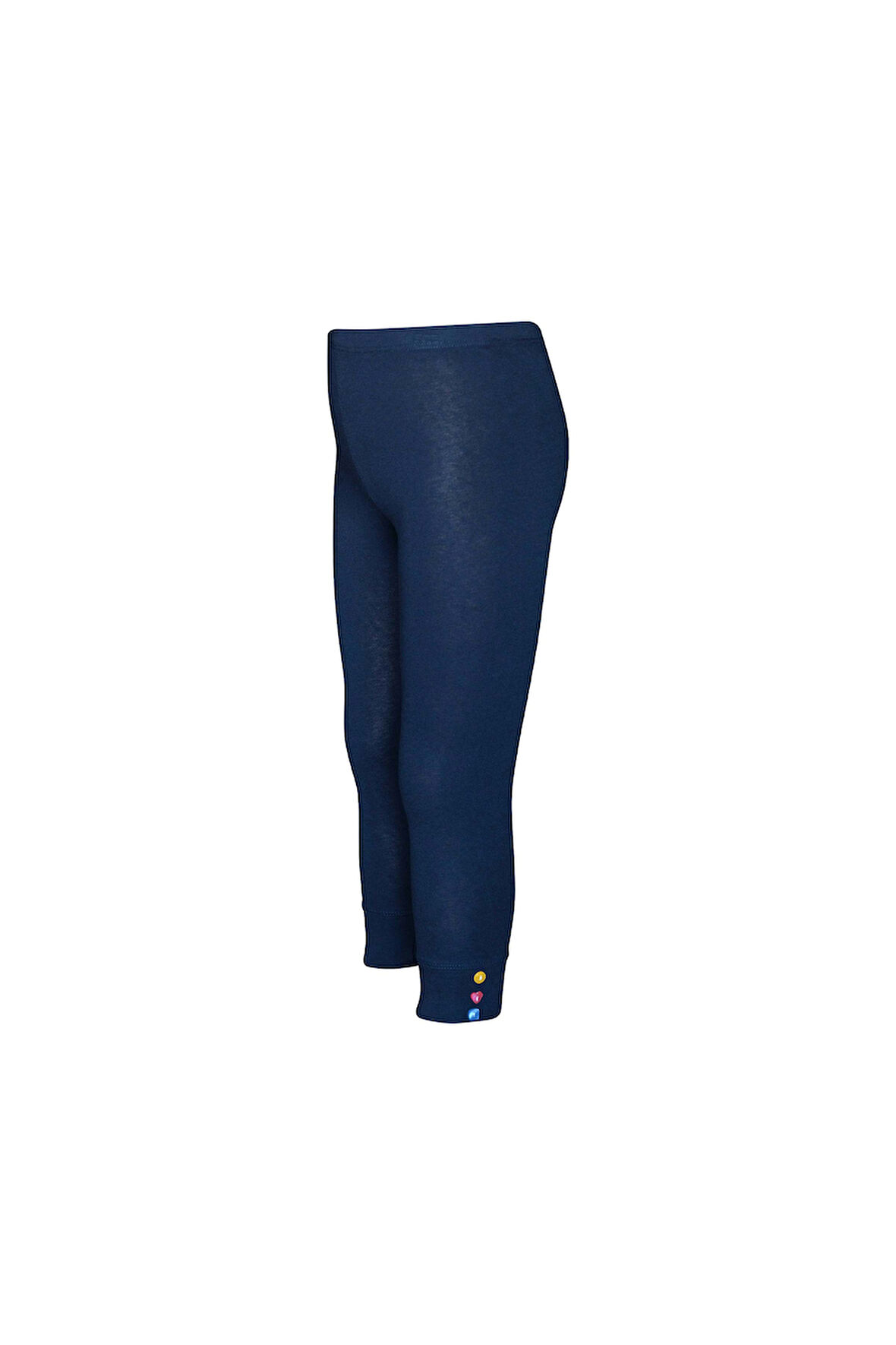 Açık Lacivert Düğmeli Paça Manşetli Kız Çocuk Yazlık Tayt