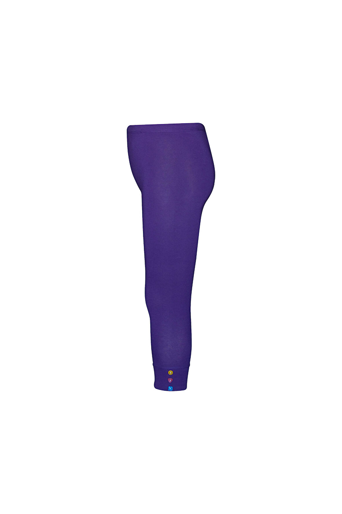 Mor Düğmeli Paça Manşetli Kız Çocuk Yazlık Tayt