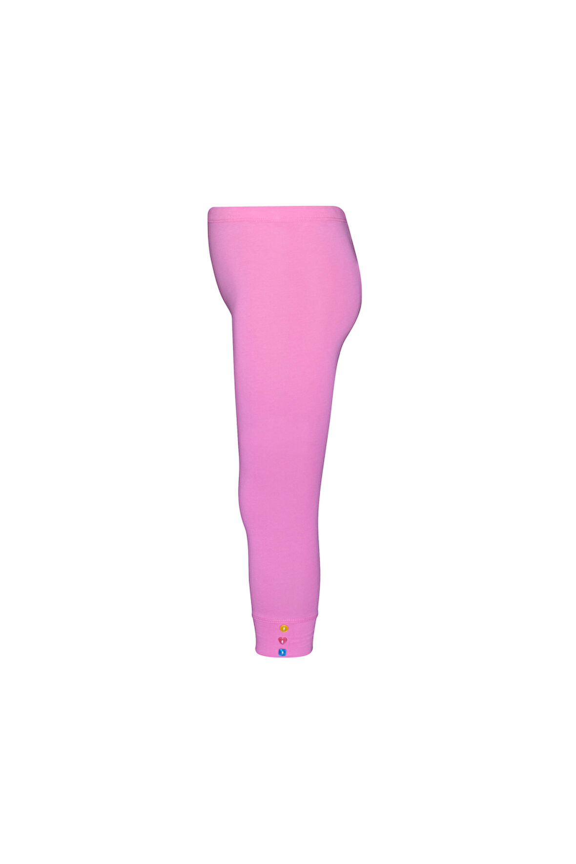 Şeker pembe Düğmeli Paça Manşetli Kız Çocuk Yazlık Tayt