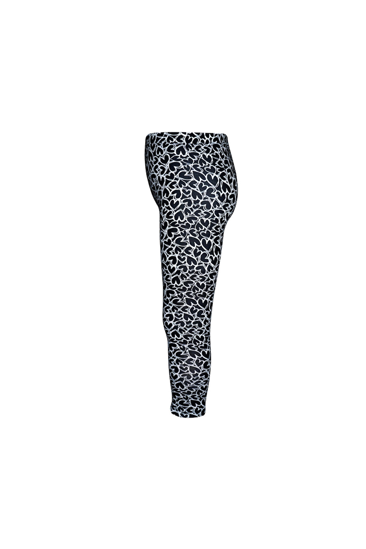 Siyah Kız Çocuk Crayon Heart Desen Tayt