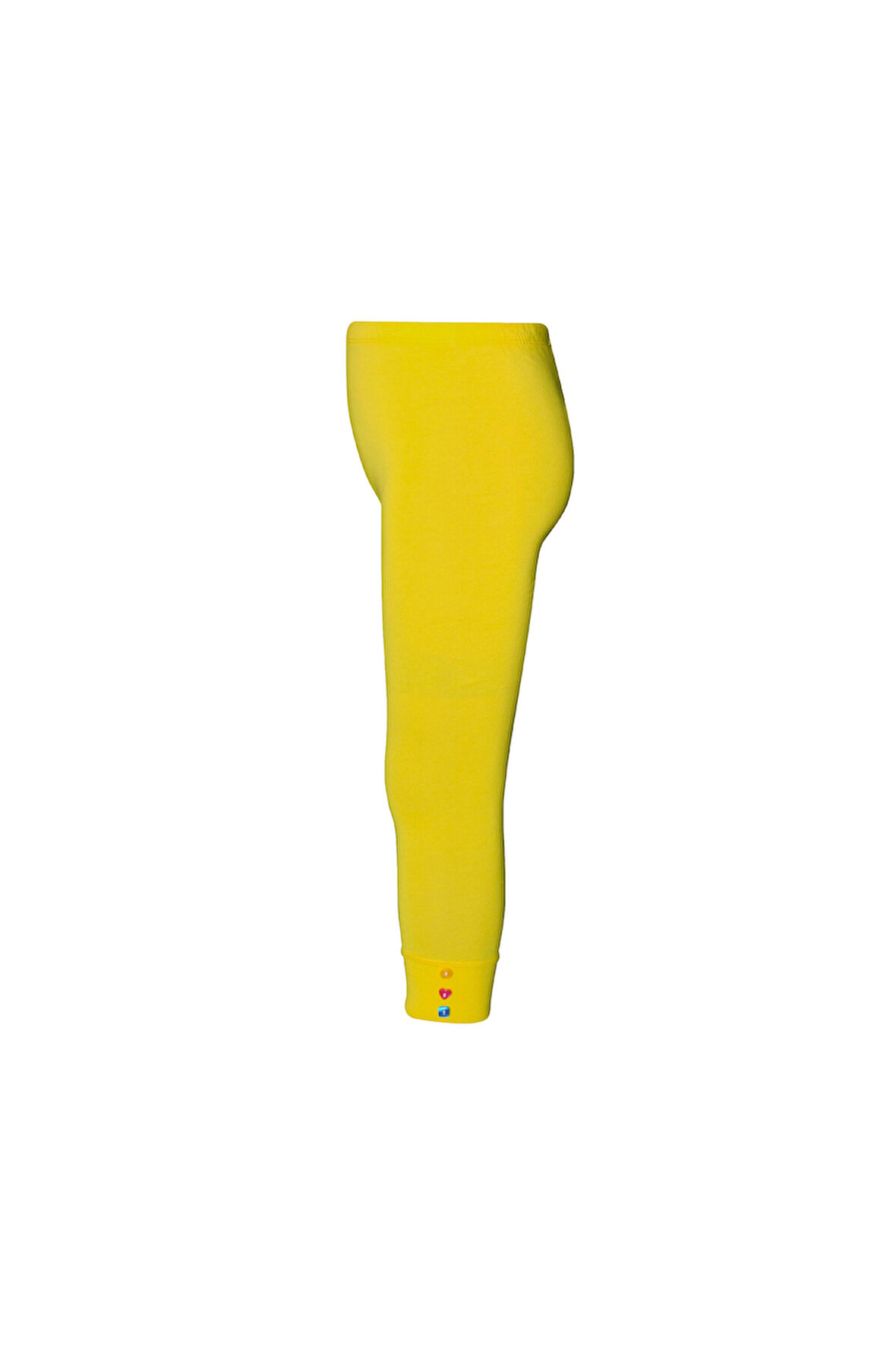 Sarı Düğmeli Paça Manşetli Kız Çocuk Yazlık Tayt