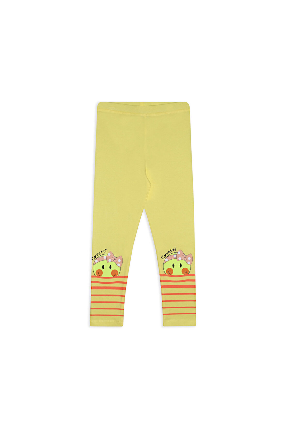 Açık Sarı Marin Smile Baskılı Kız Çocuk Mesimlik Tayt