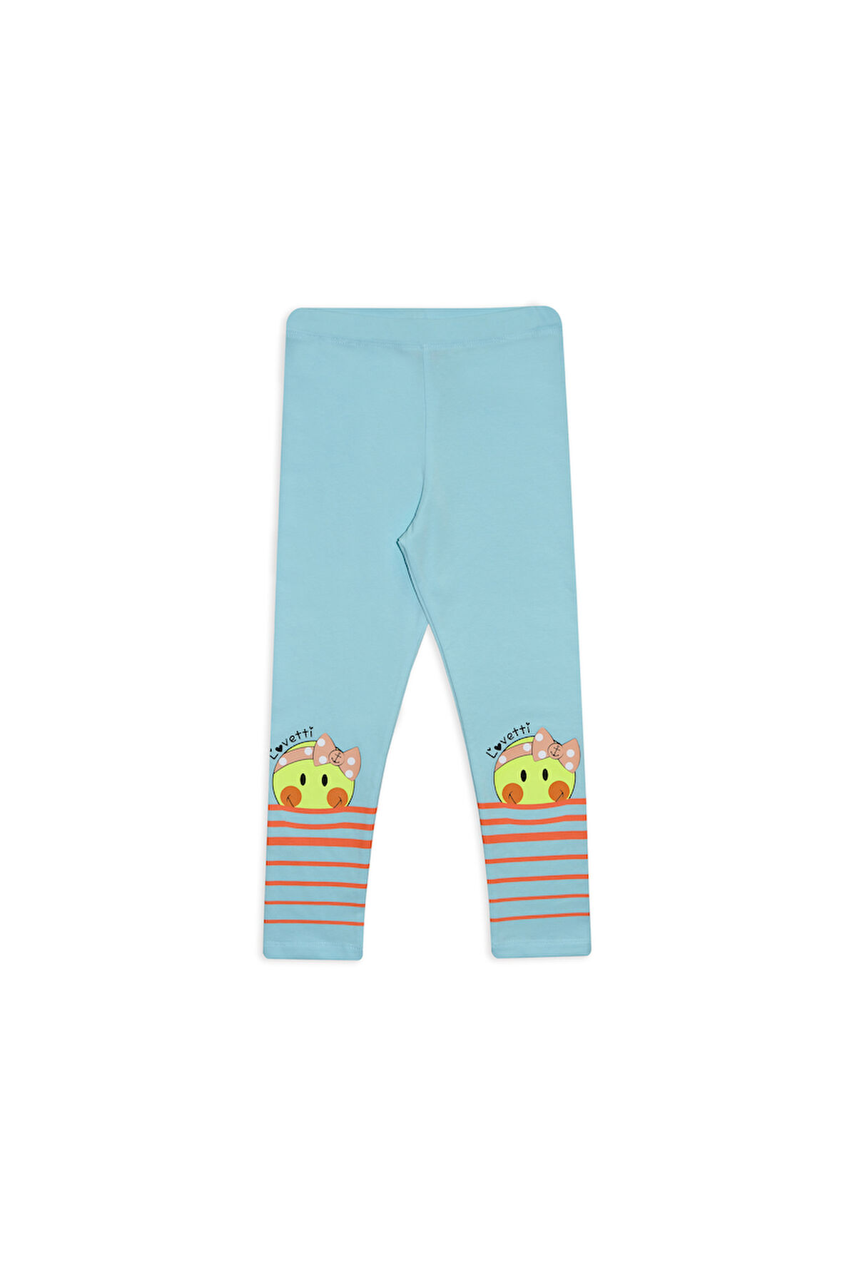 Uçuk Turkuaz Marin Smile Baskılı Kız Çocuk Mesimlik Tayt