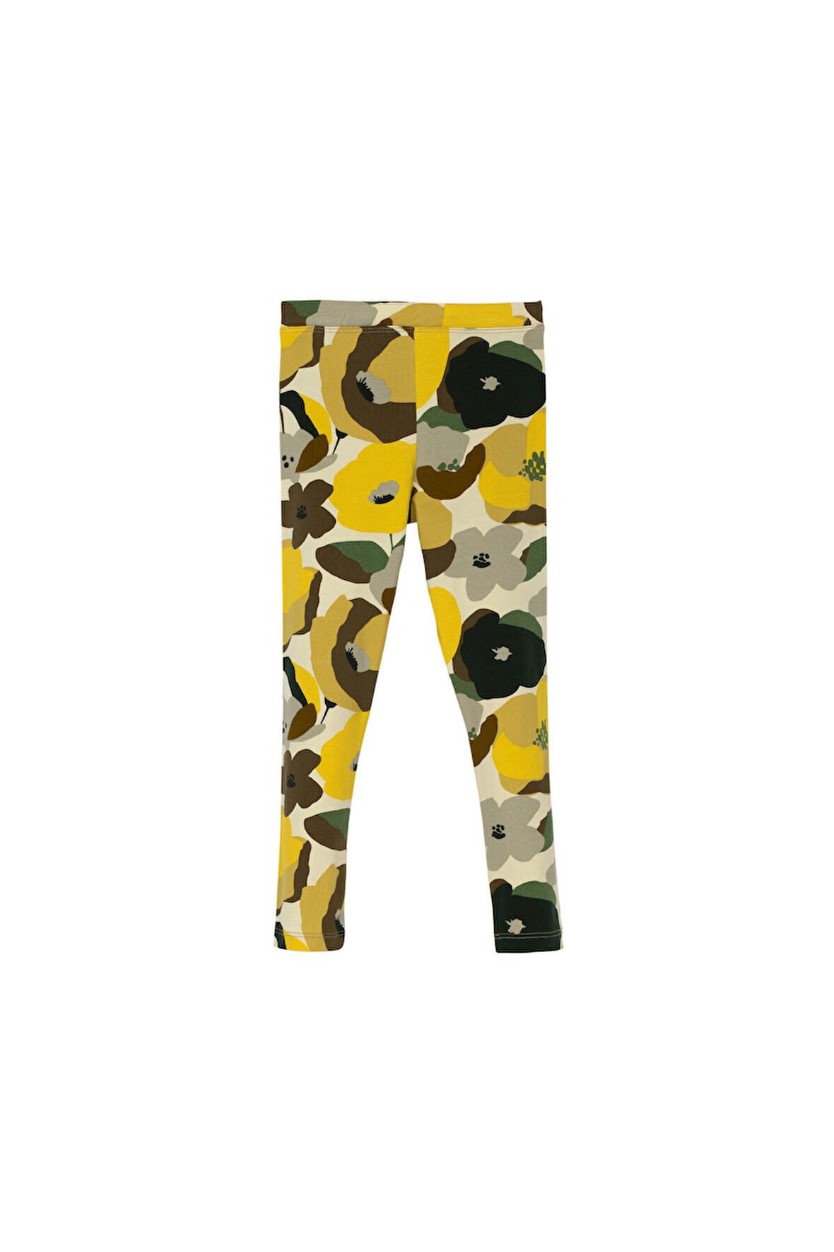 Açık Yeşil Retro Flowers Kız Çocuk Yazlık Desenli Tayt