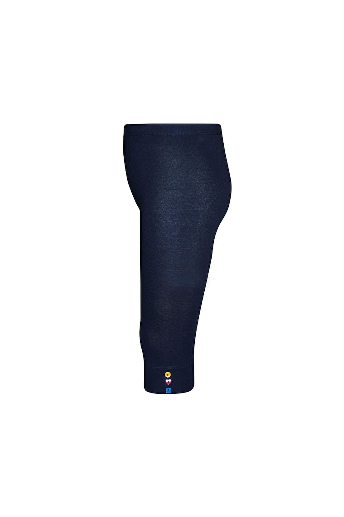 Koyu Lacivert Düğme Aksesuarlı Kız Çocuk Diz Altı Tayt Kapri