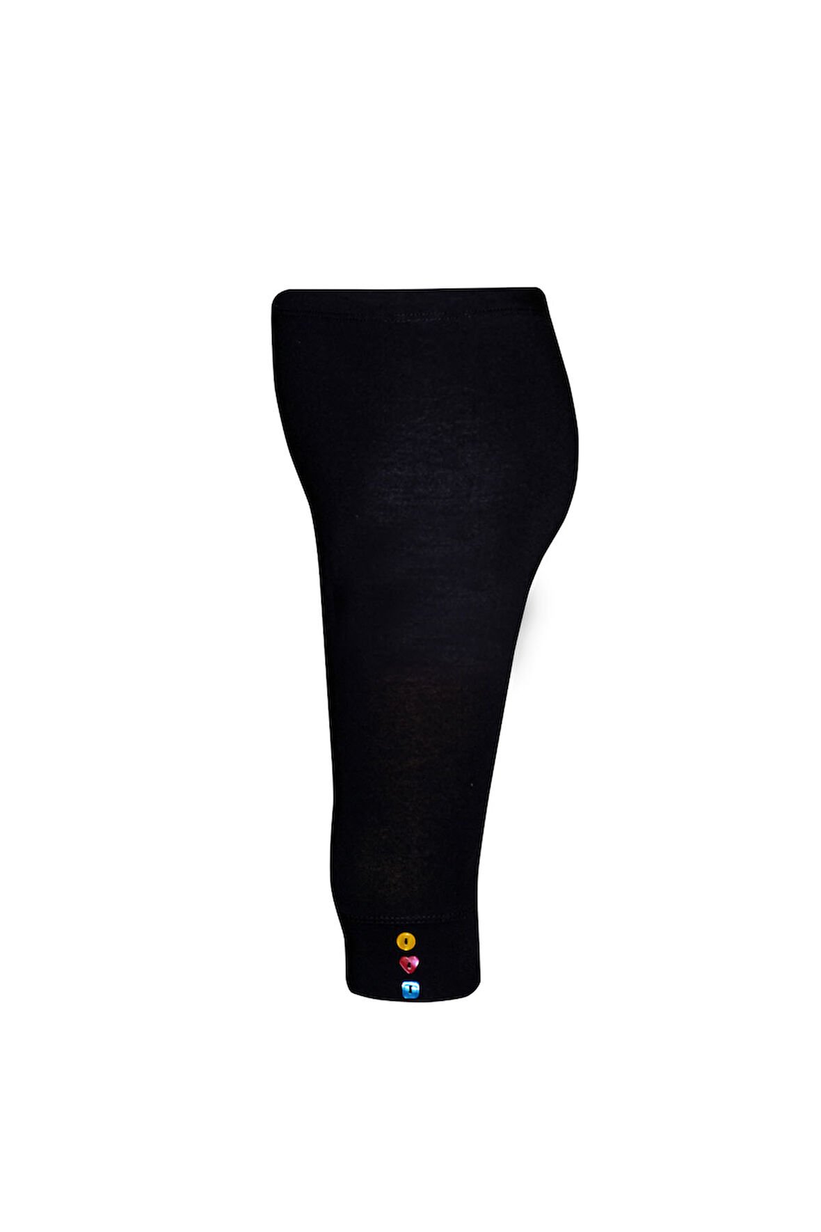 Siyah Kız Çocuk Düğme Aksesuarlı Kapri