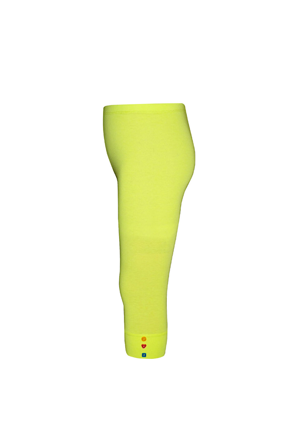 Neon Sarı Kız Çocuk Düğme Aksesuarlı Kapri