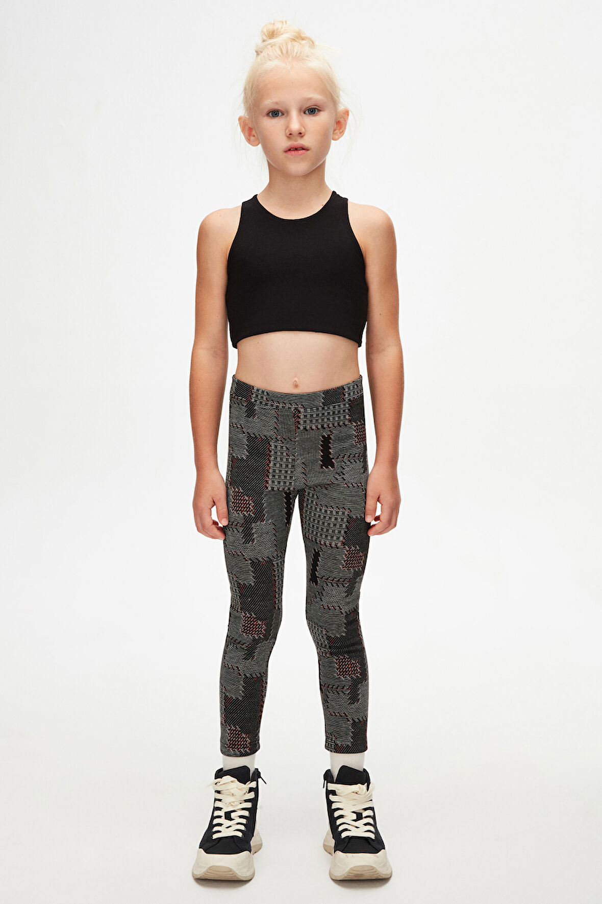 Karışık Canales Desenli Kız Çocuk Örme Kışlık Tayt