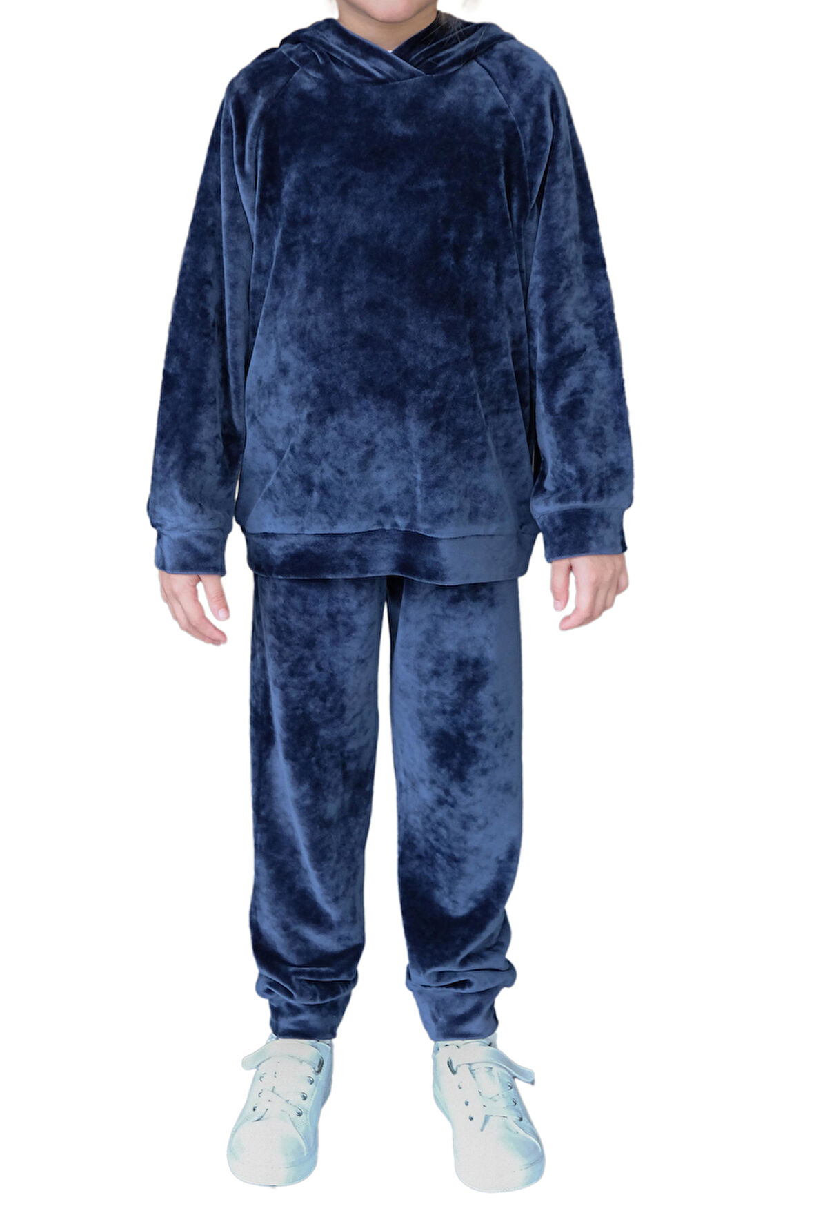 Açık Lacivert Kız Çocuk Kadife Alt Üst Takım