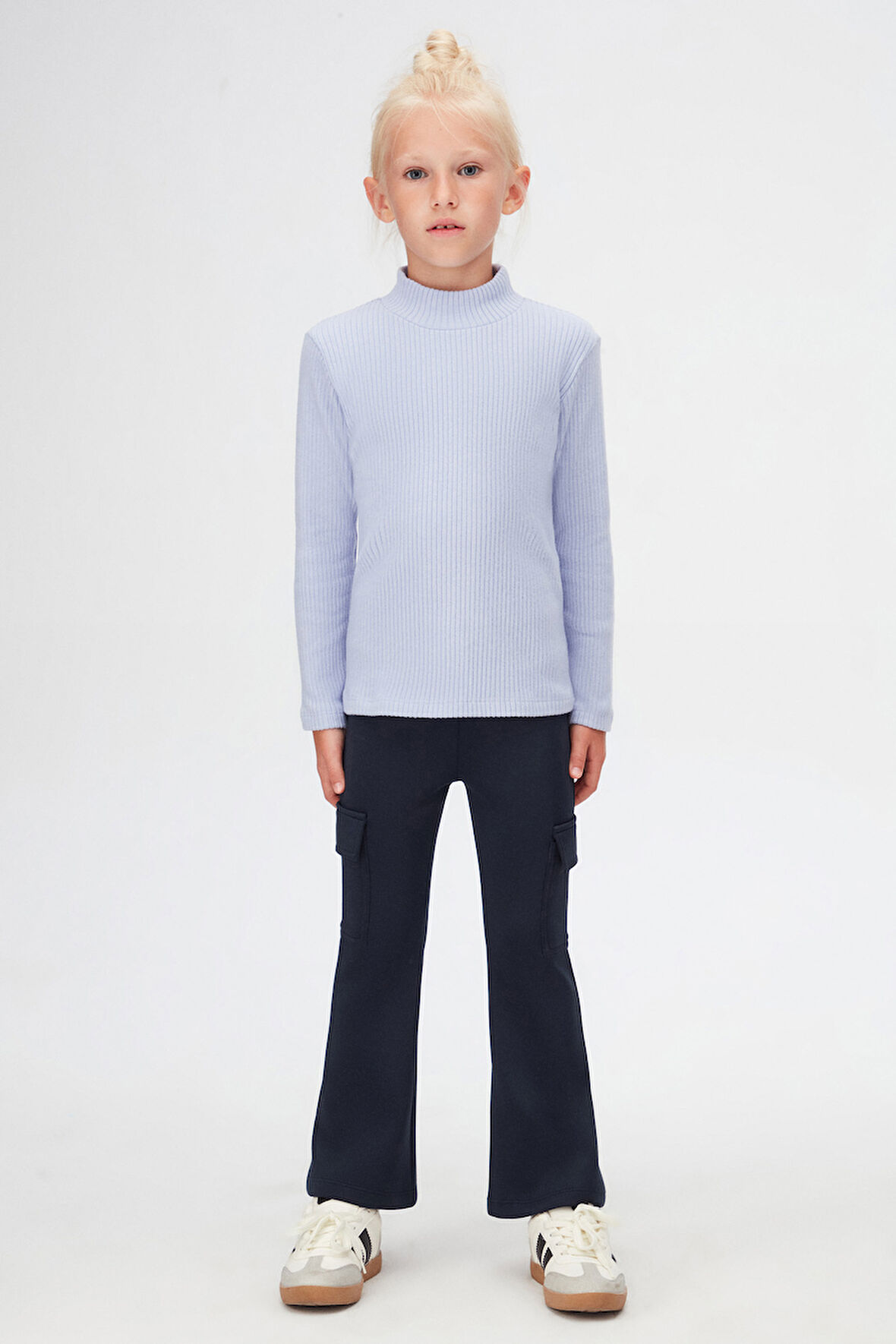 Açık Lila Kız Çocuk Yarım Balıkçı Kaşkorse Uzun Kol Tişört