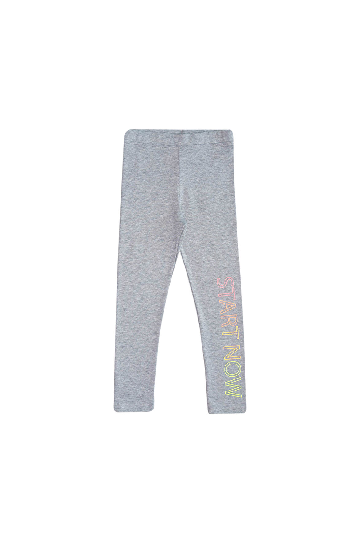 Açık Gri Start Now Baskılı Kız Çocuk Kışlık Şardonlu Kız Çocuk Tayt