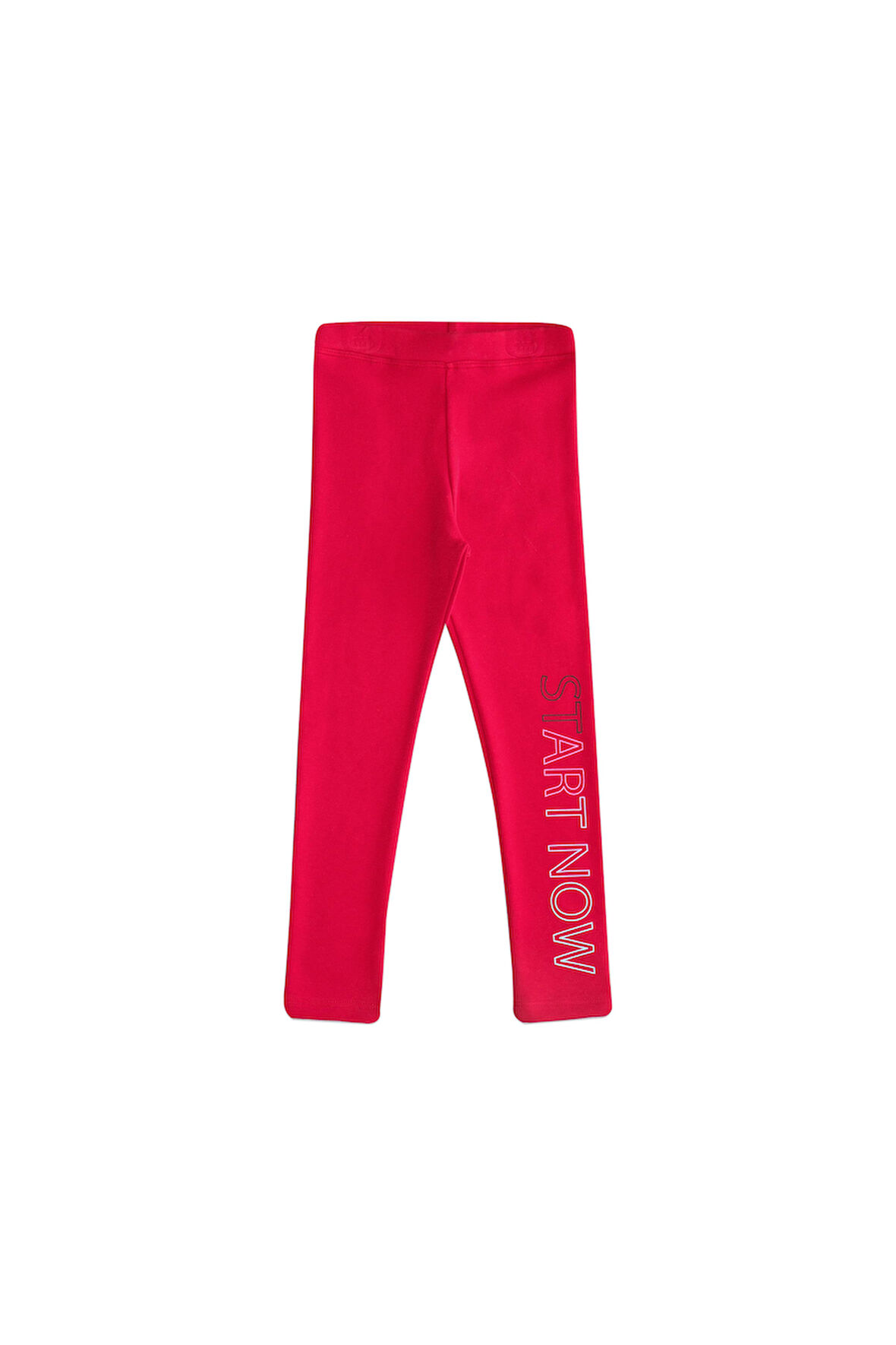 Kırmızı Start Now Baskılı Kız Çocuk Kışlık Şardonlu Kız Çocuk Tayt