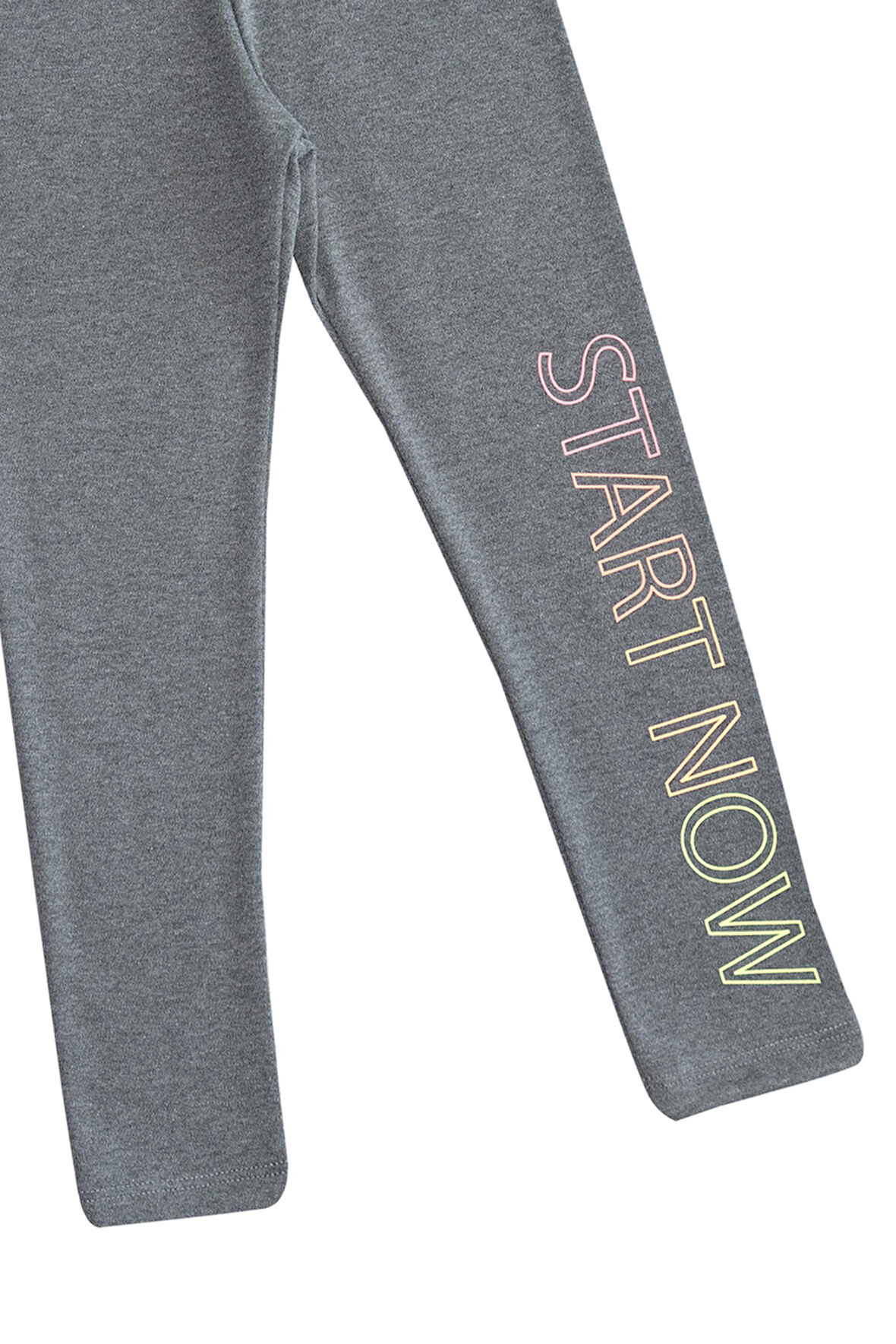 Buz Gri Start Now Baskılı Kız Çocuk Kışlık Şardonlu Kız Çocuk Tayt