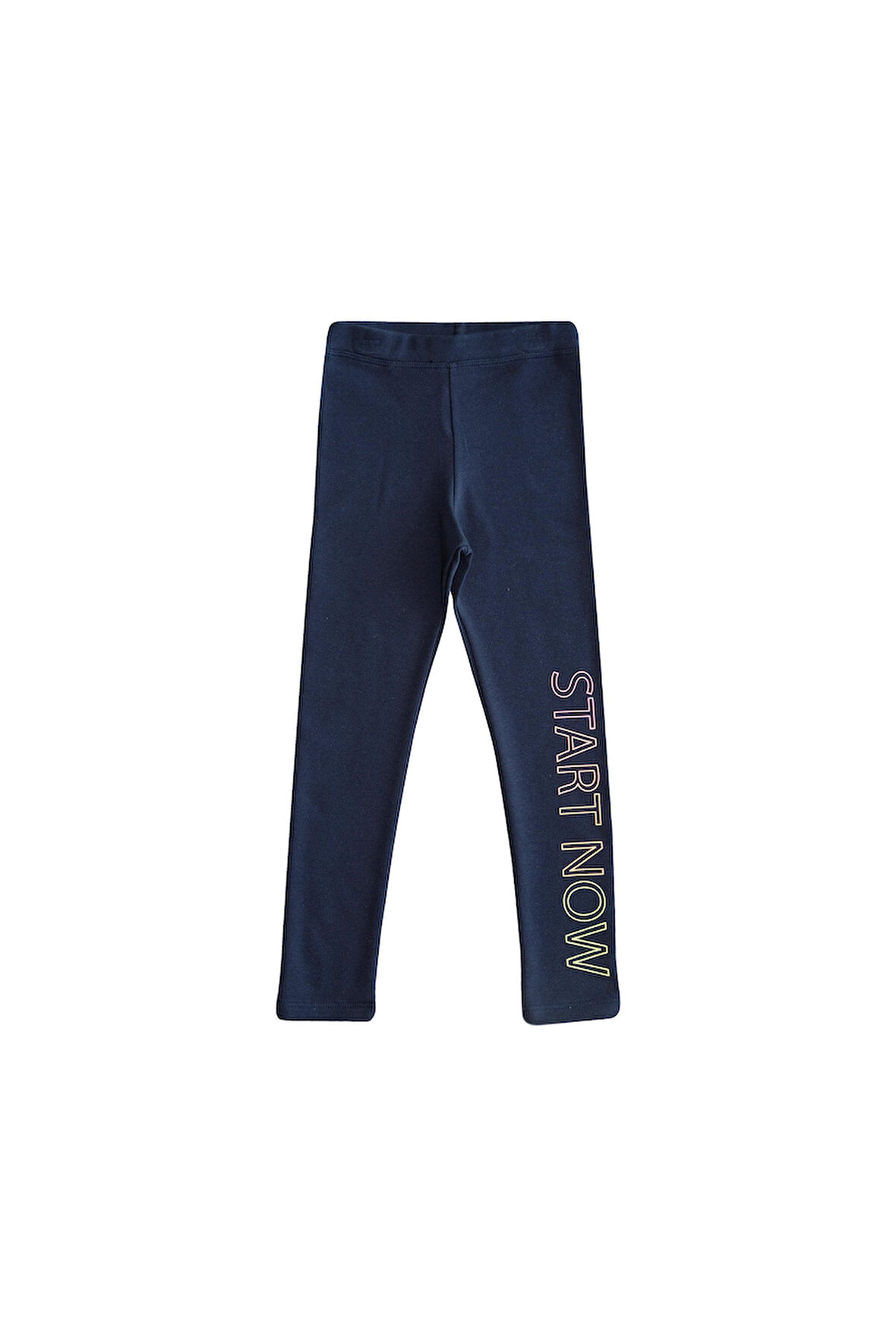 Açık Lacivert Start Now Baskılı Kız Çocuk Kışlık Şardonlu Kız Çocuk Tayt