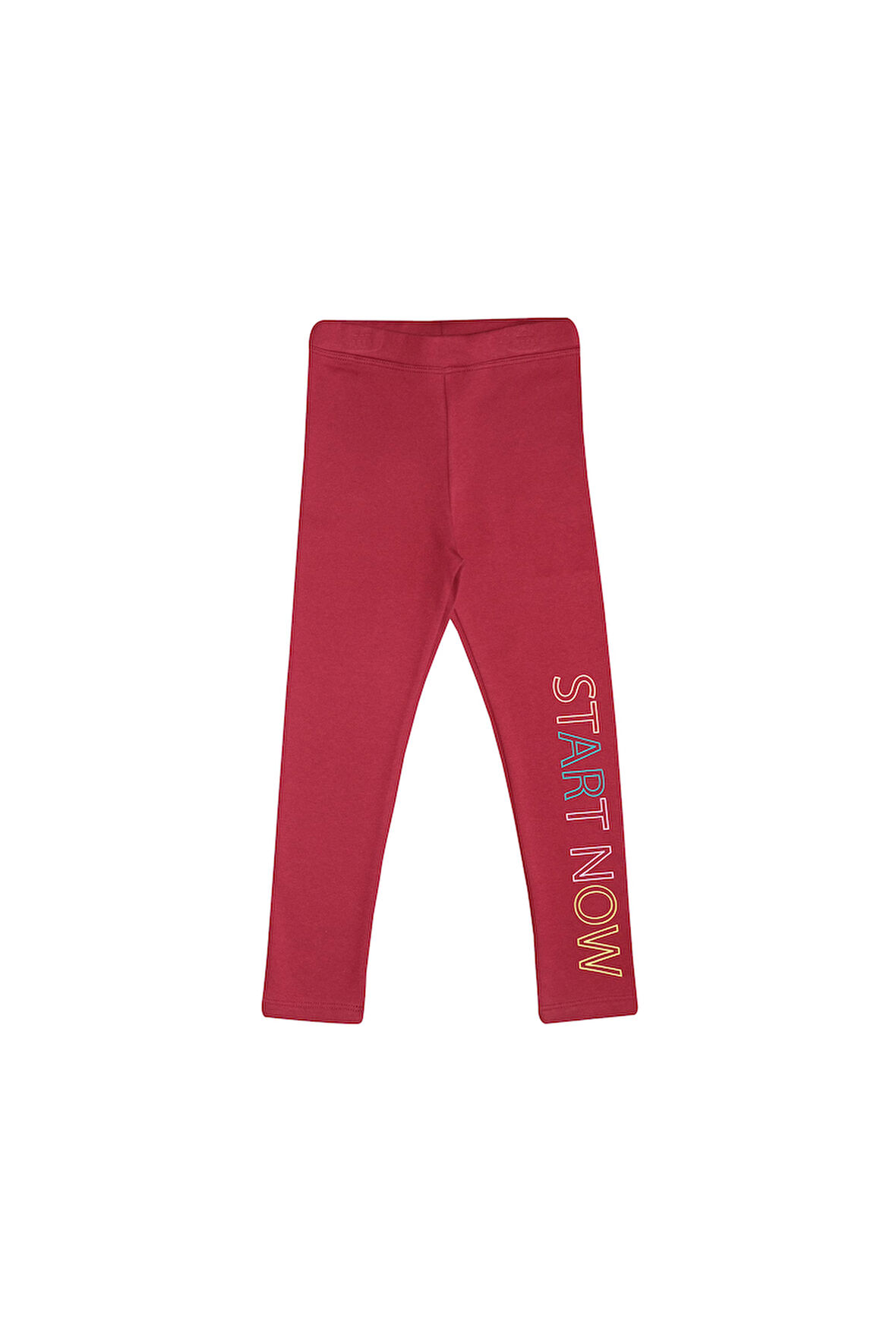 Bordo Start Now Baskılı Kız Çocuk Kışlık Şardonlu Kız Çocuk Tayt