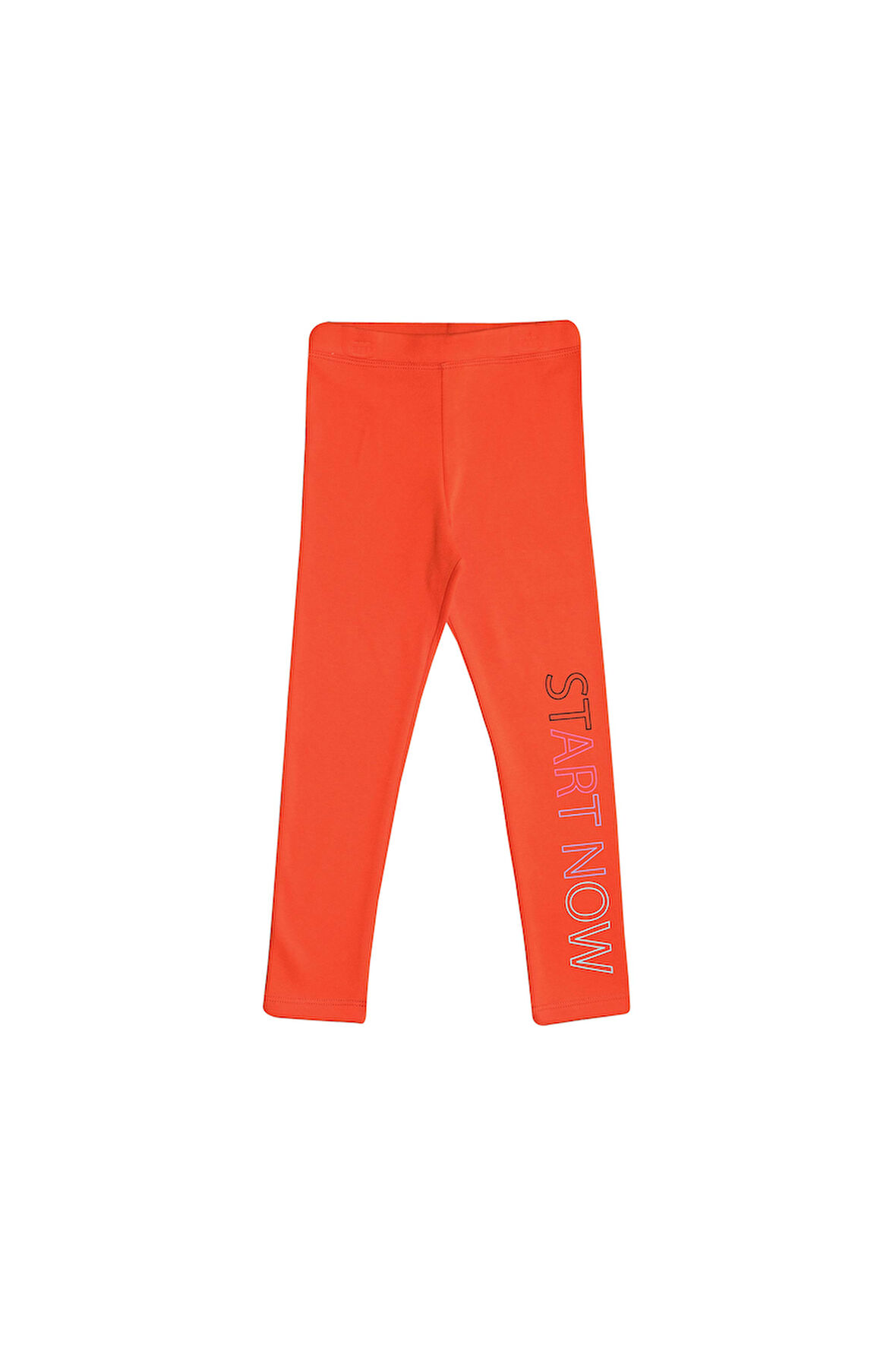 Turuncu Start Now Baskılı Kız Çocuk Kışlık Şardonlu Kız Çocuk Tayt