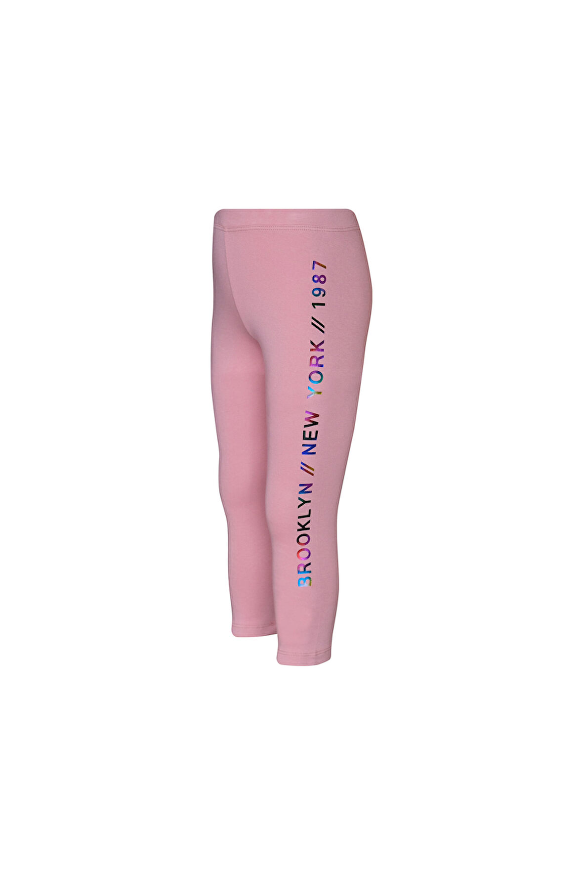 Koyu Pudra New York Baskılı Şardonlu Kız Çocuk Kışlık Tayt