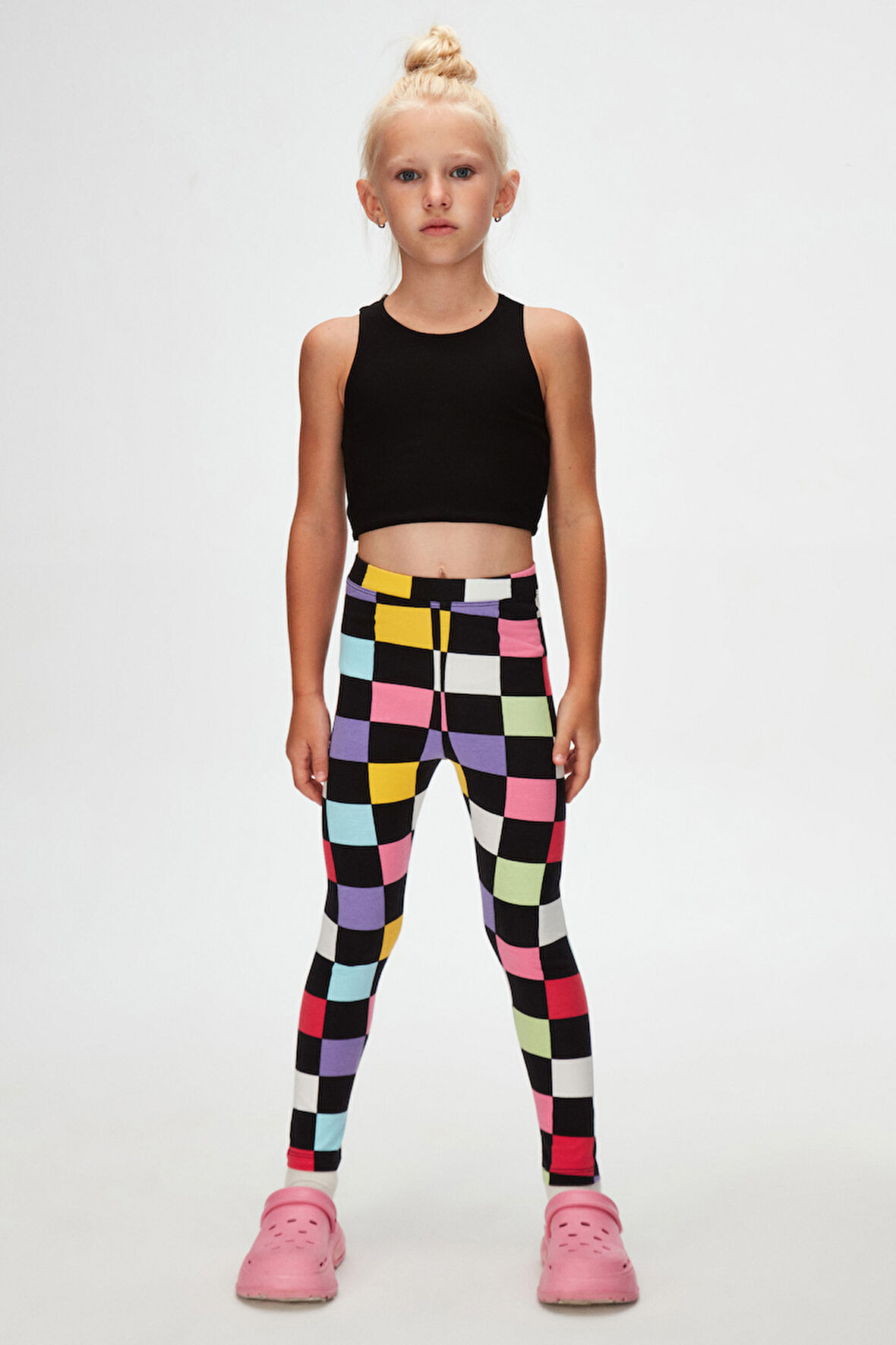 Op Art Chechers Kız Çocuk Desenli Yazlık Tayt