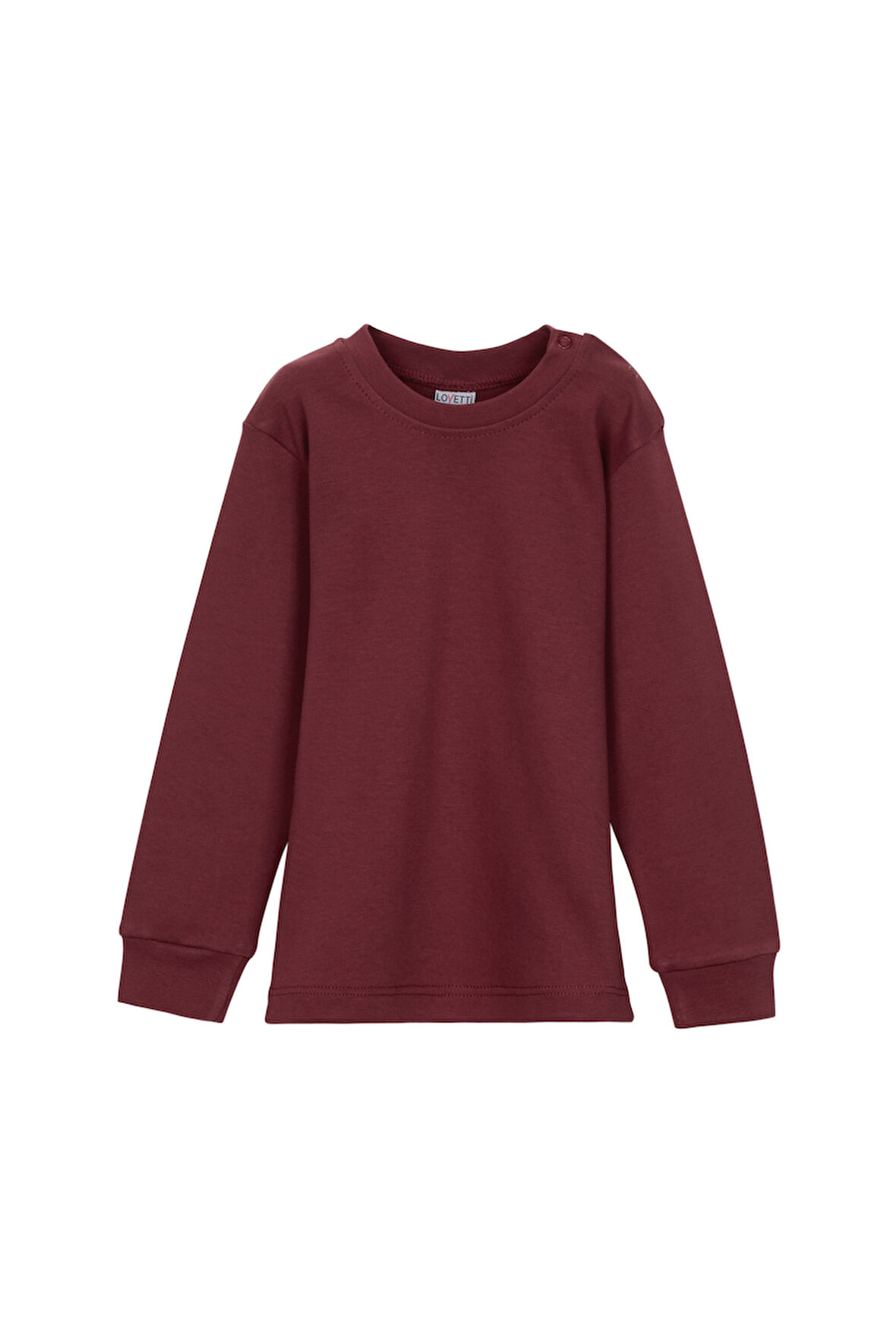 Bordo Basic Kız Çocuk Çıtçıtlı Sıfır Yaka Kışlık Uzun Kol Tişört