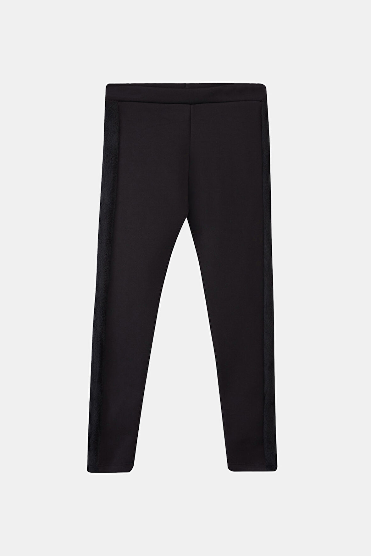 Siyah Kız Çocuk İçi Peluş Yan Panel Tüylü Extra Kalın Kışlık Tayt