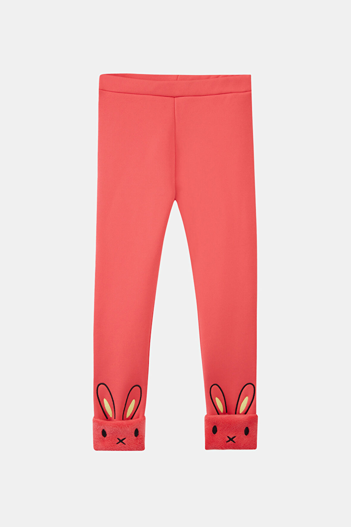 Nar Çiçeği Kız Çocuk İçi Peluş Kulaklı Tavşan Nakışlı Extra Kalın Kışlık Tayt