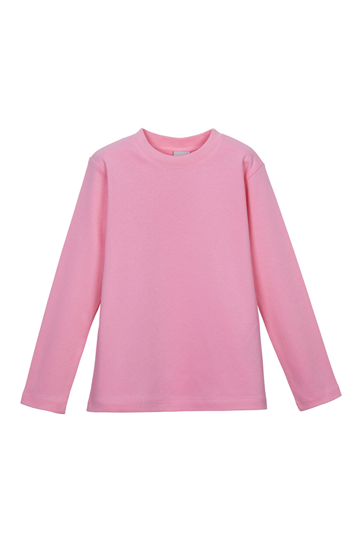 Pembe Basic Unisex Çocuk Kışlık Sıfır Yaka Uzun Kollu Tişört