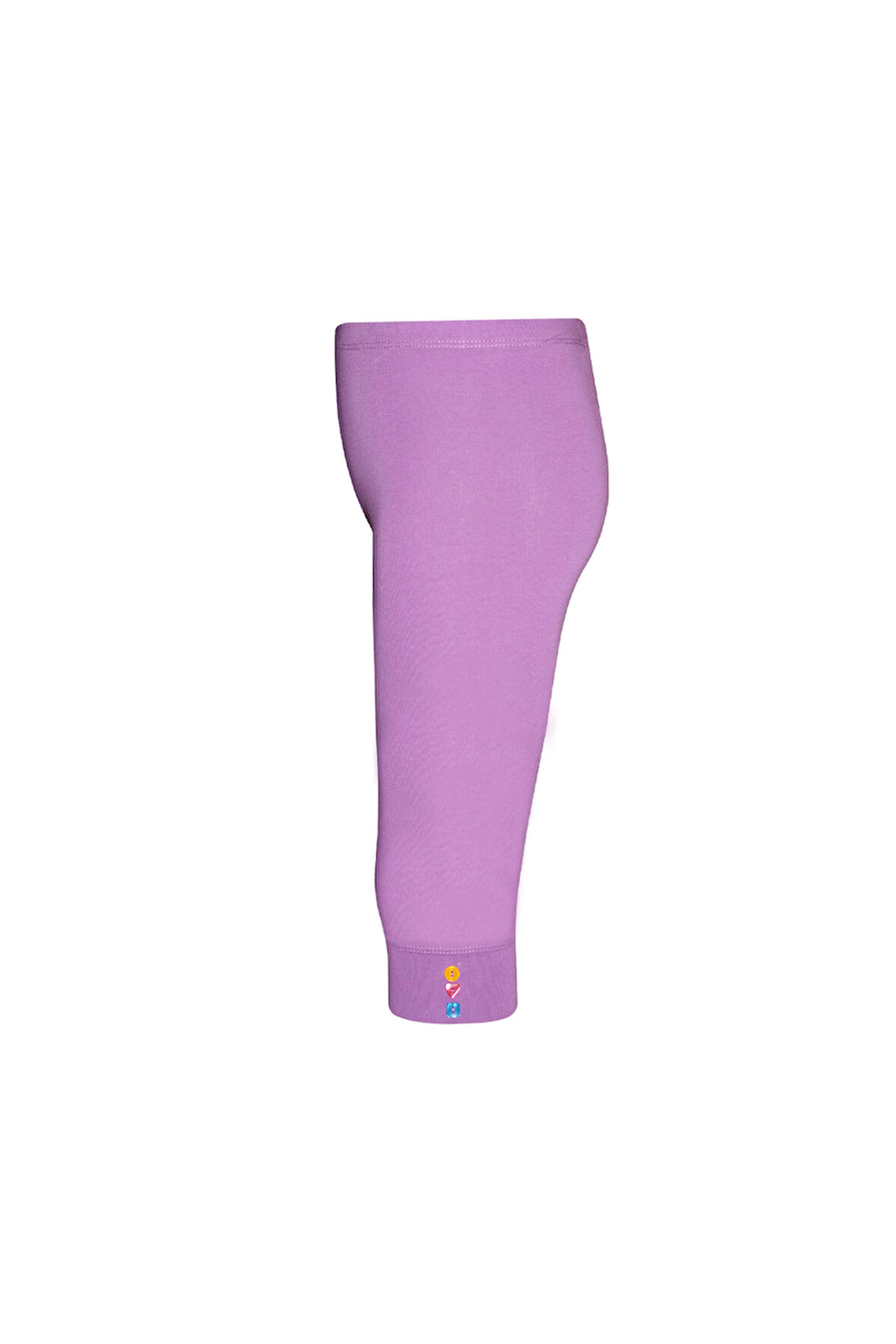 Lila Düğme Aksesuarlı Kız Çocuk Diz Altı Tayt Kapri