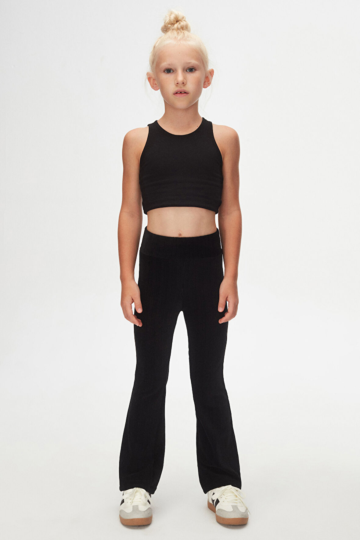 Siyah Fitilli Kadife İspanyol Paça Pantolon