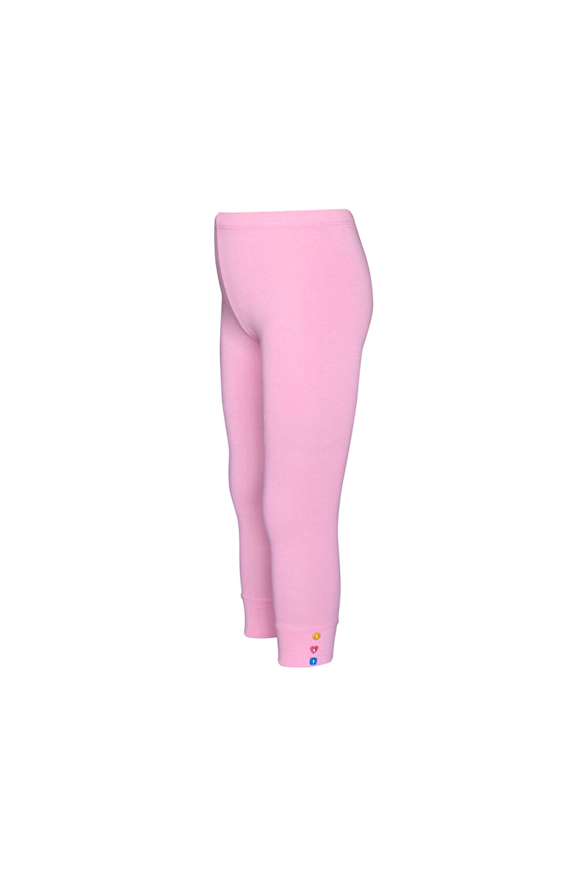 Pembe Düğmeli Paça Manşetli Kız Çocuk Yazlık Tayt