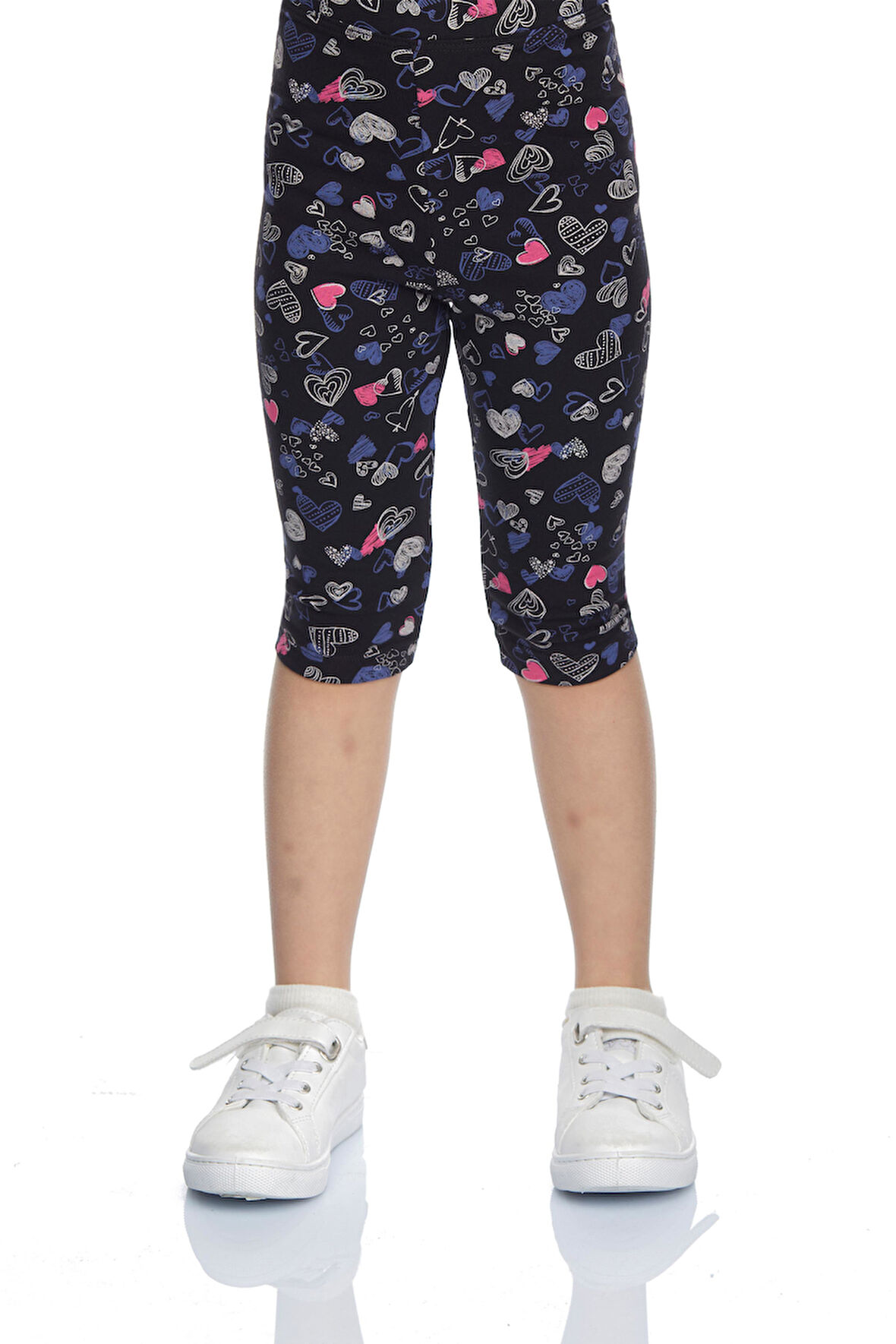 Lovely Hearts Kız Çocuk Desenli Diz Altı Tayt Kapri