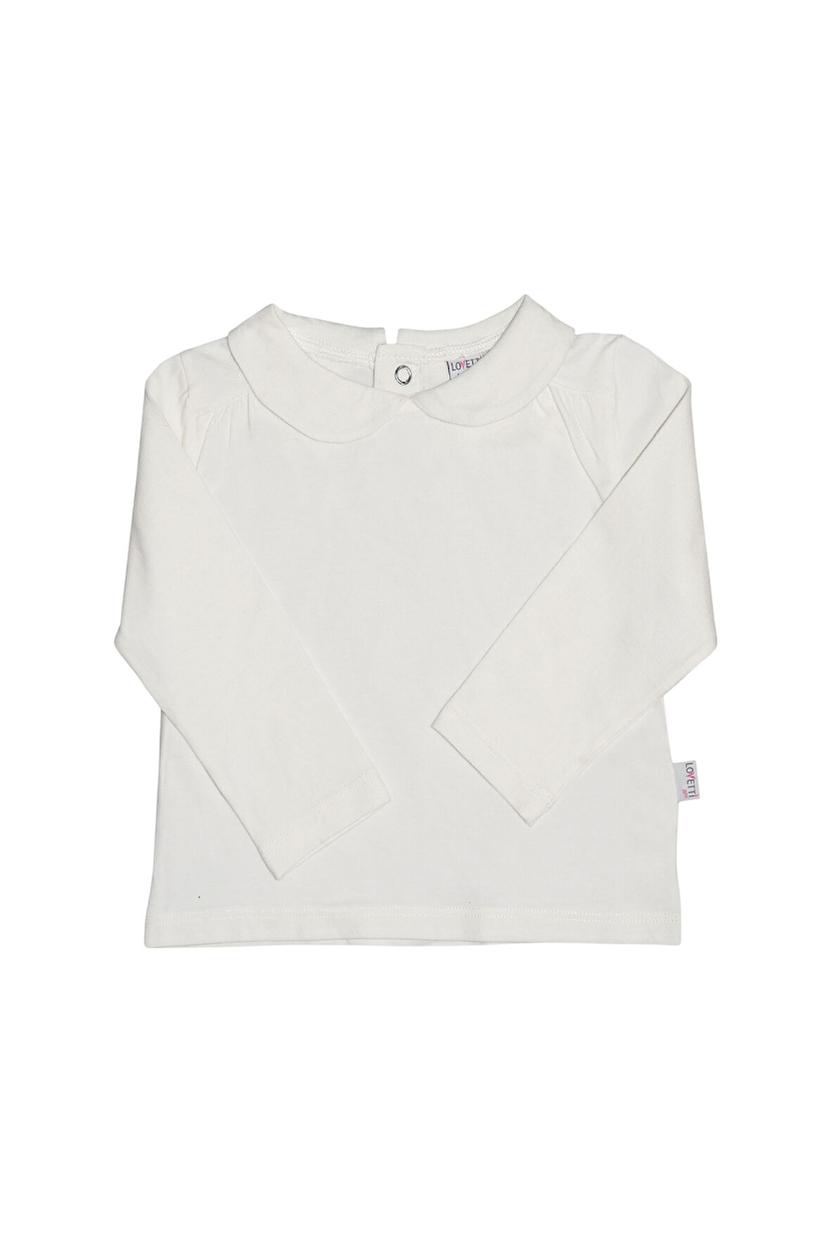 Ekru Bebe Yaka Çıtçıtlı Uzun Kol Aylık Tişört