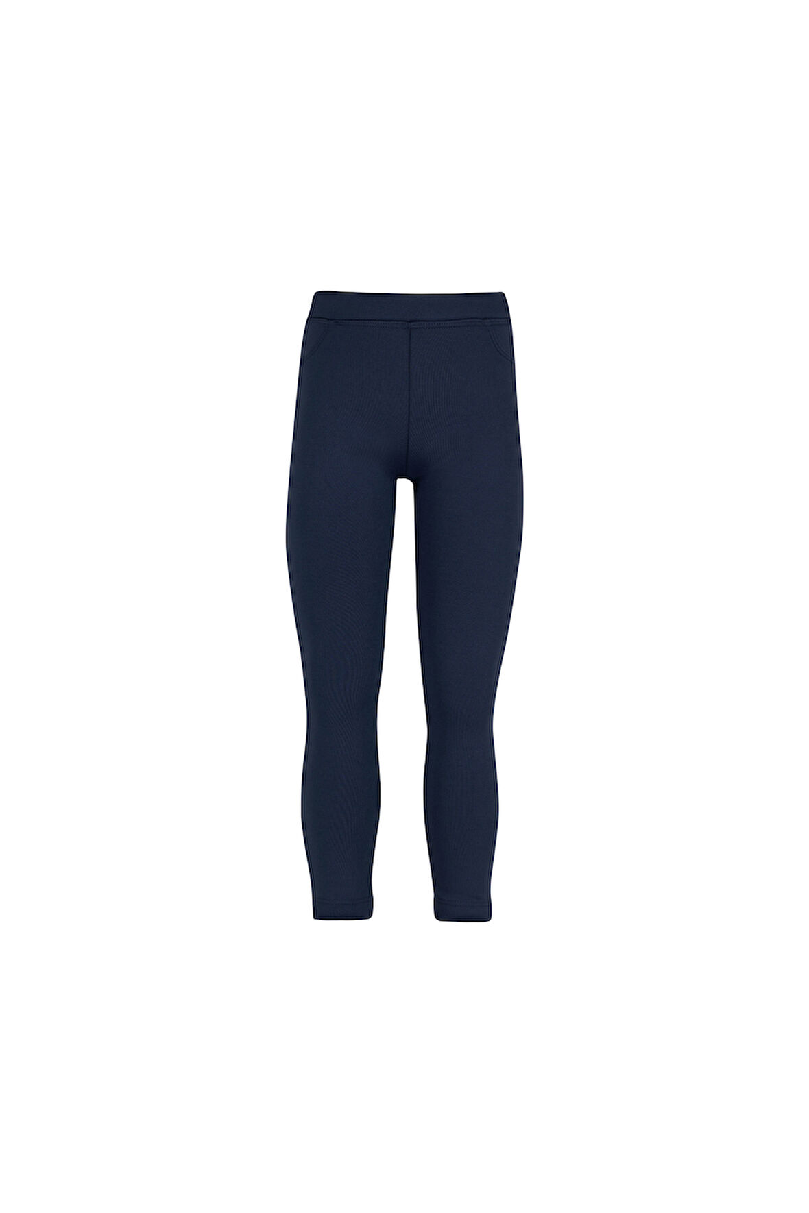 Açık Lacivert Kız Çocuk Dekoratif Cepli İçi Peluş Extra Kalın Kışlık Tayt