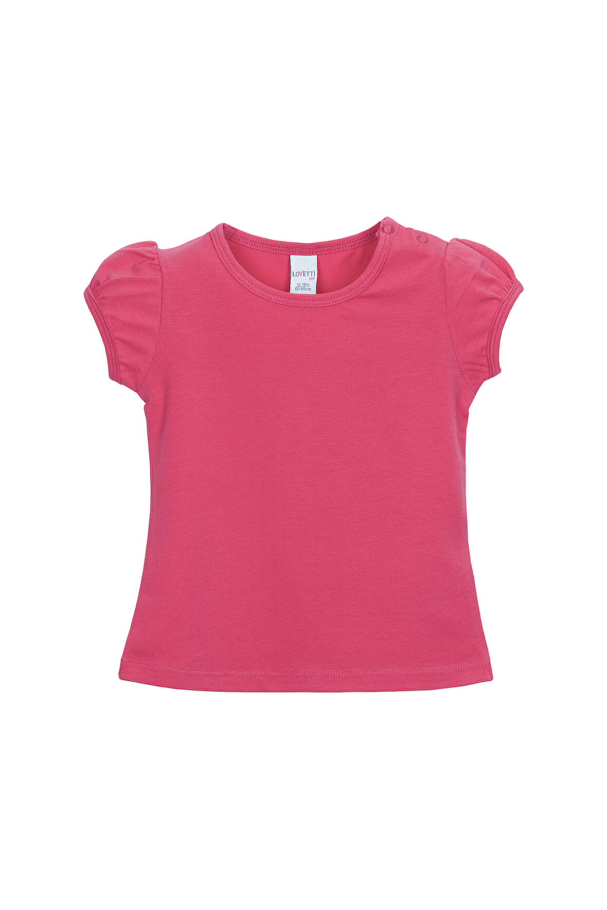 Fuşya Basic Kız Bebek Çıtçıtlı Sıfır Yaka Karpuz Kol Tişört