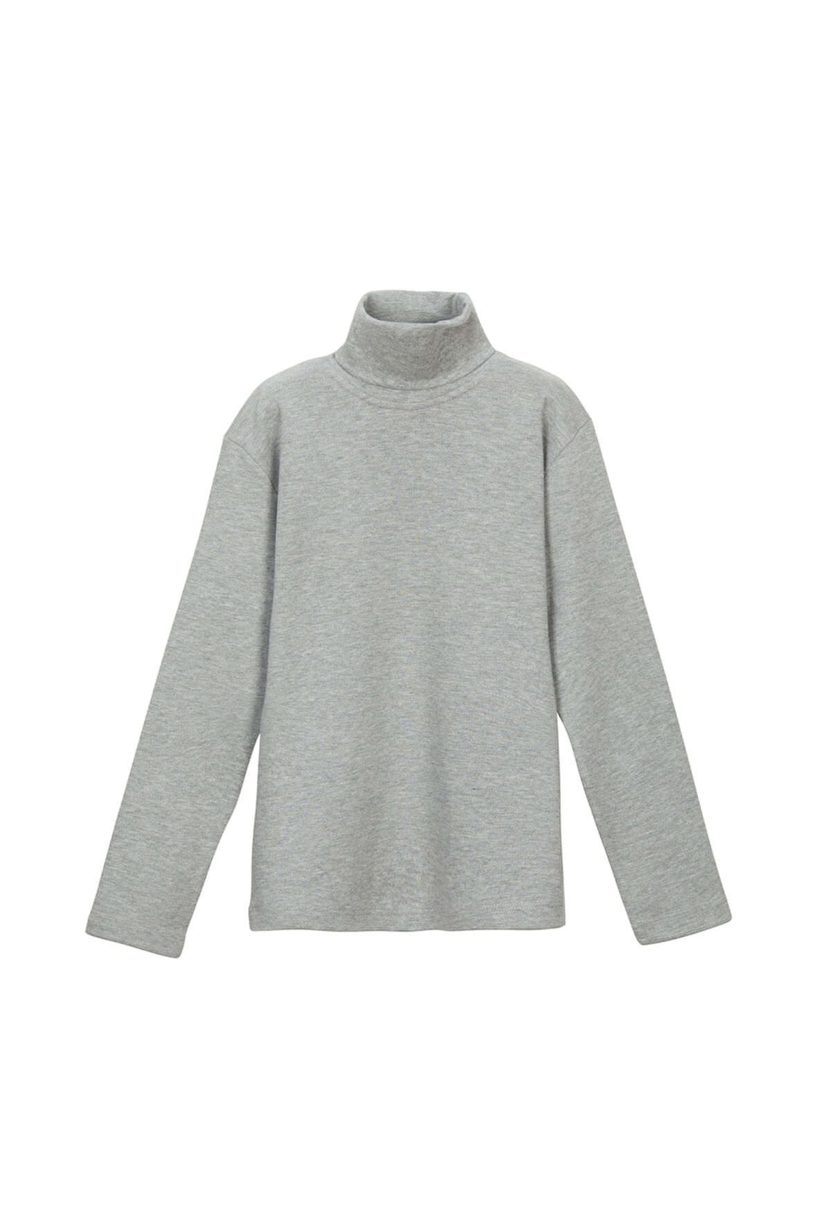 Açık Gri Basic Kışlık Tam Balıkçı Yaka Uzun Kollu Kız Çocuk Tişört