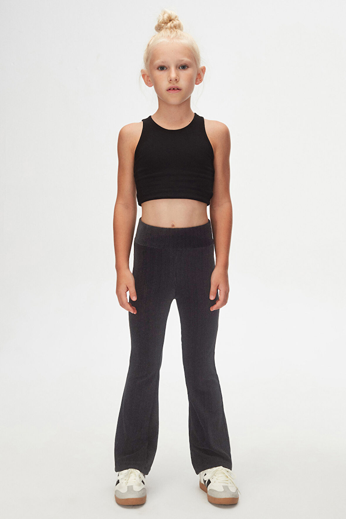 Antrasit Fitilli Kadife İspanyol Paça Pantolon