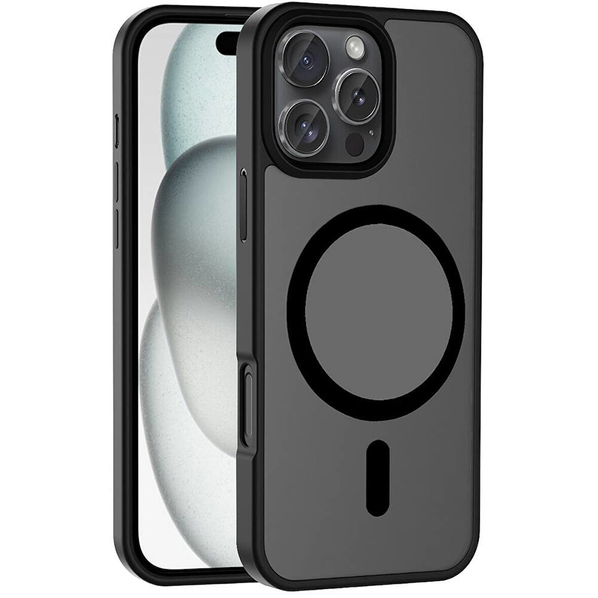 Apple iPhone 16 Pro Max Kılıf Mat Arka Yüzey Wireless Şarj Özellikli Sio Kapak