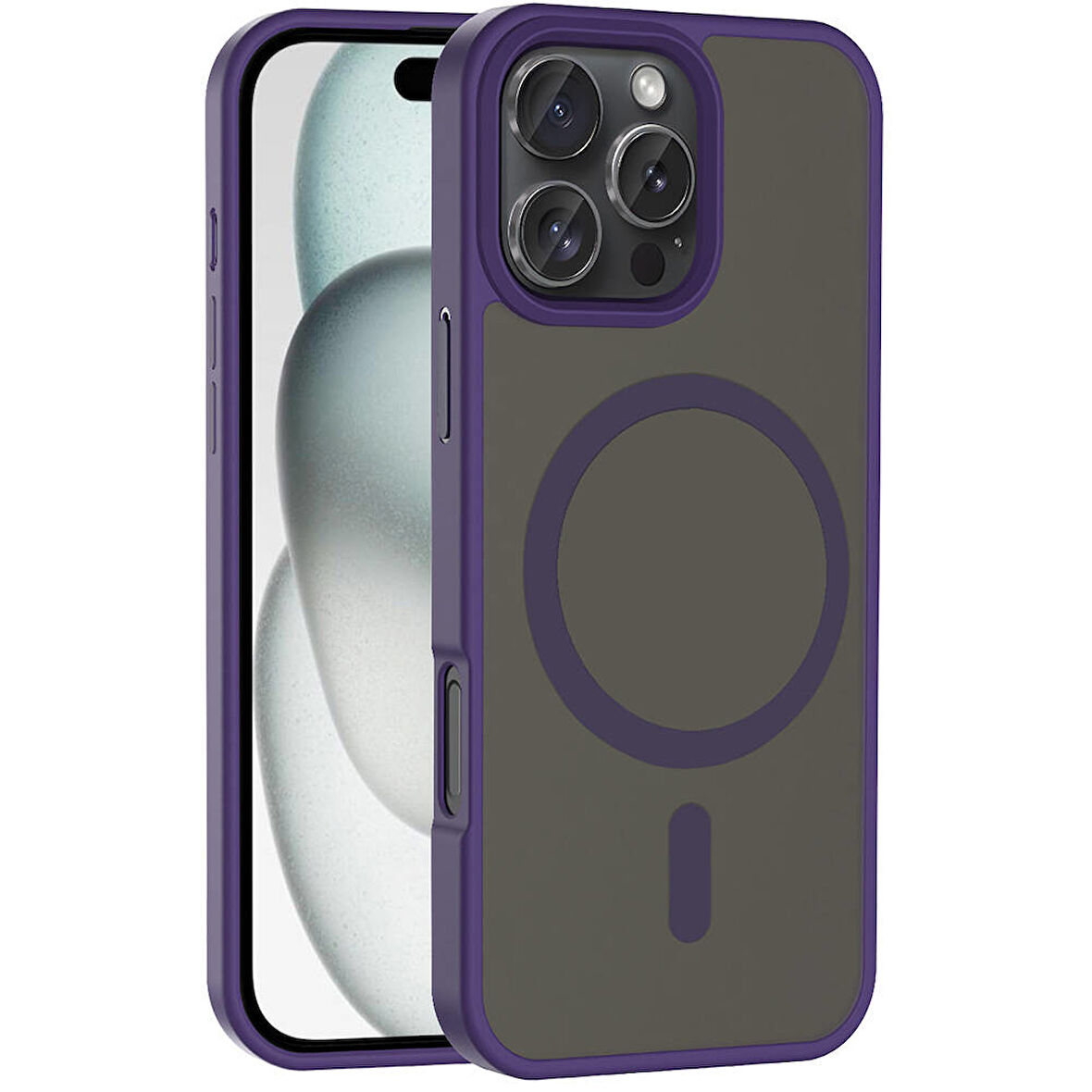 Apple iPhone 16 Pro Max Kılıf Mat Arka Yüzey Wireless Şarj Özellikli Sio Kapak