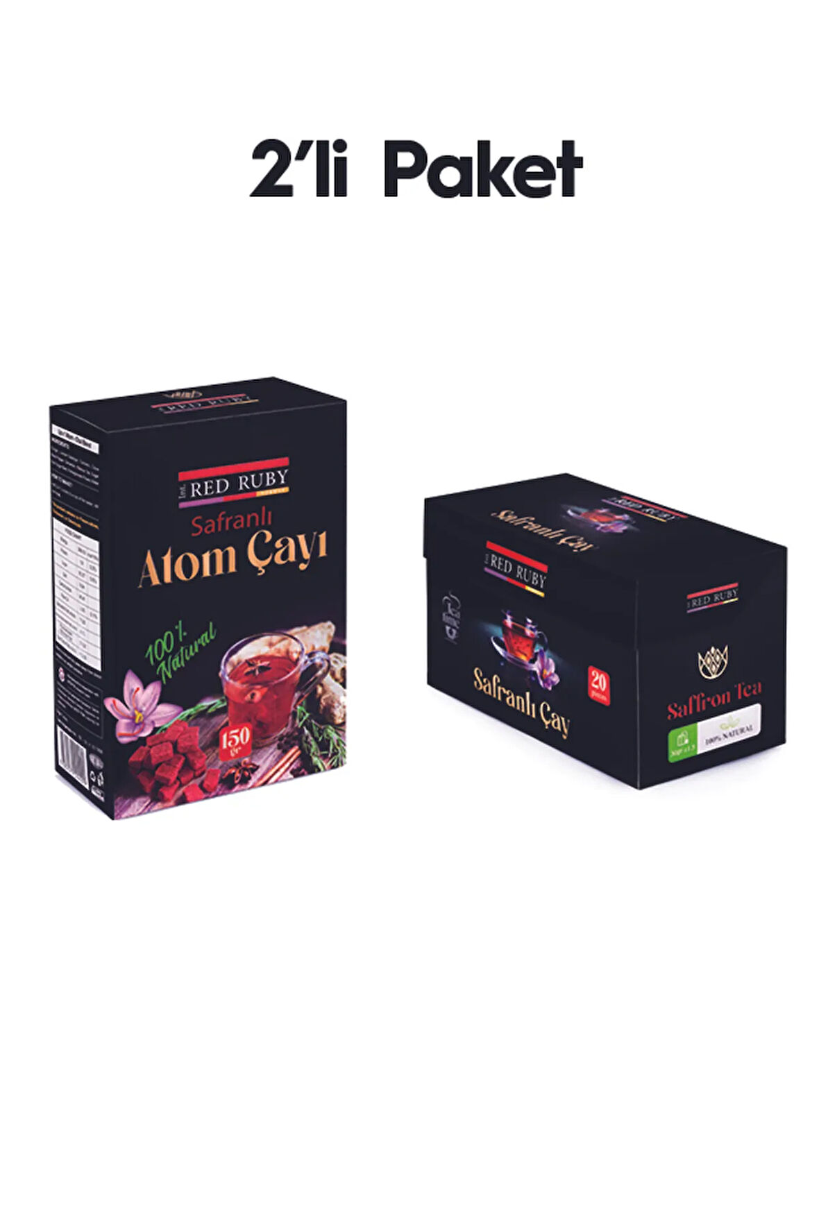 2'li Paket Safranlı Atom Çayı ve Safranlı Siyah Çay