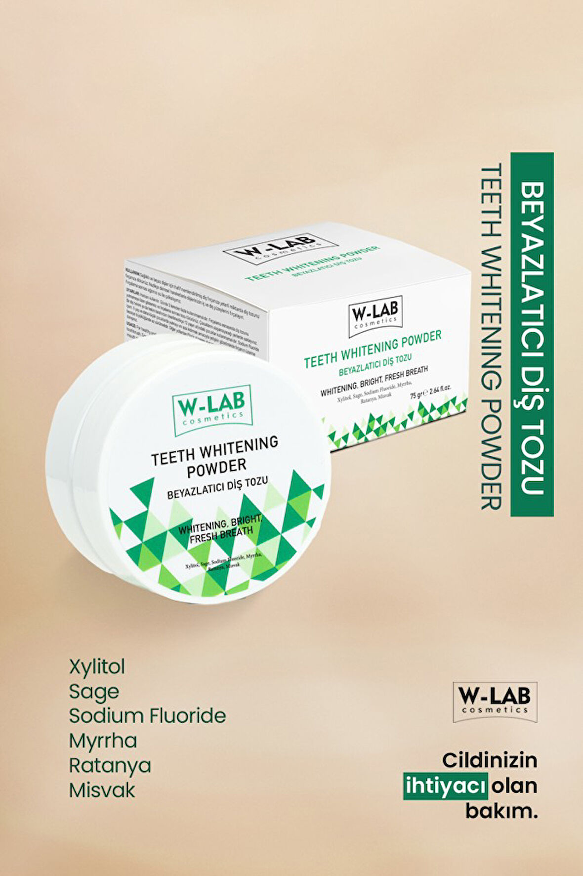 W-Lab Kozmetik Beyazlatıcı Diş Tozu 75 Gr