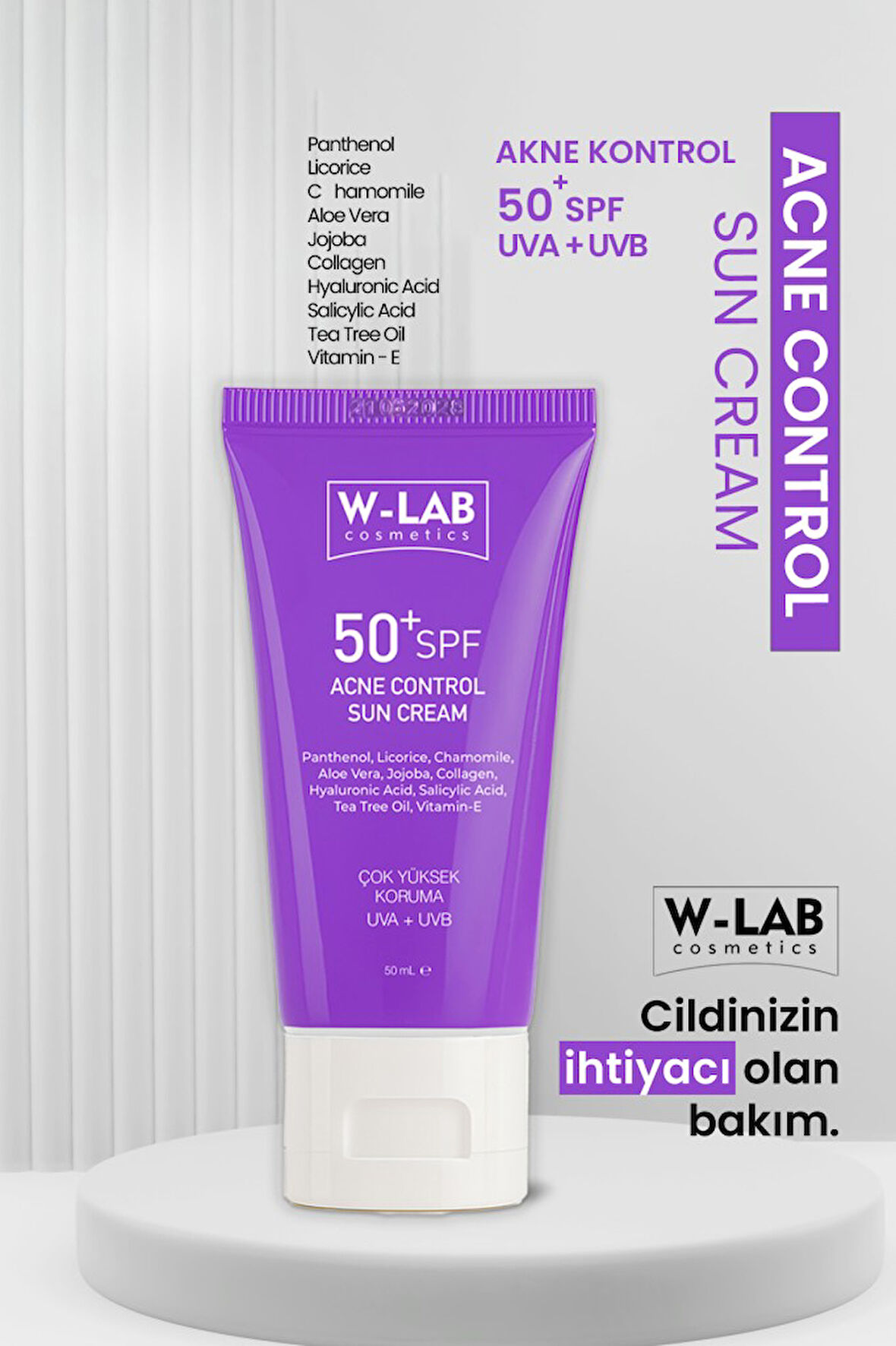 W-Lab Kozmetik Akne Kontrol Güneş Kremi 50 Ml