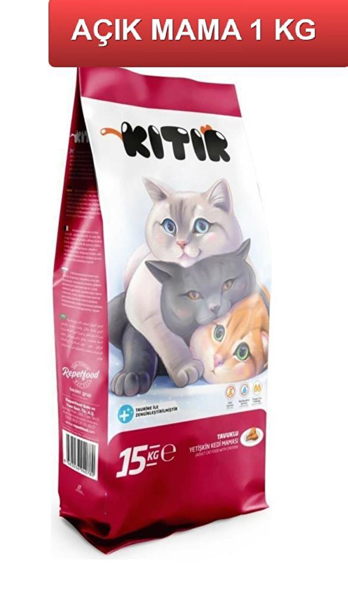 Kıtır Tavuklu Yetişkin Kedi Maması 1 Kg AÇIK