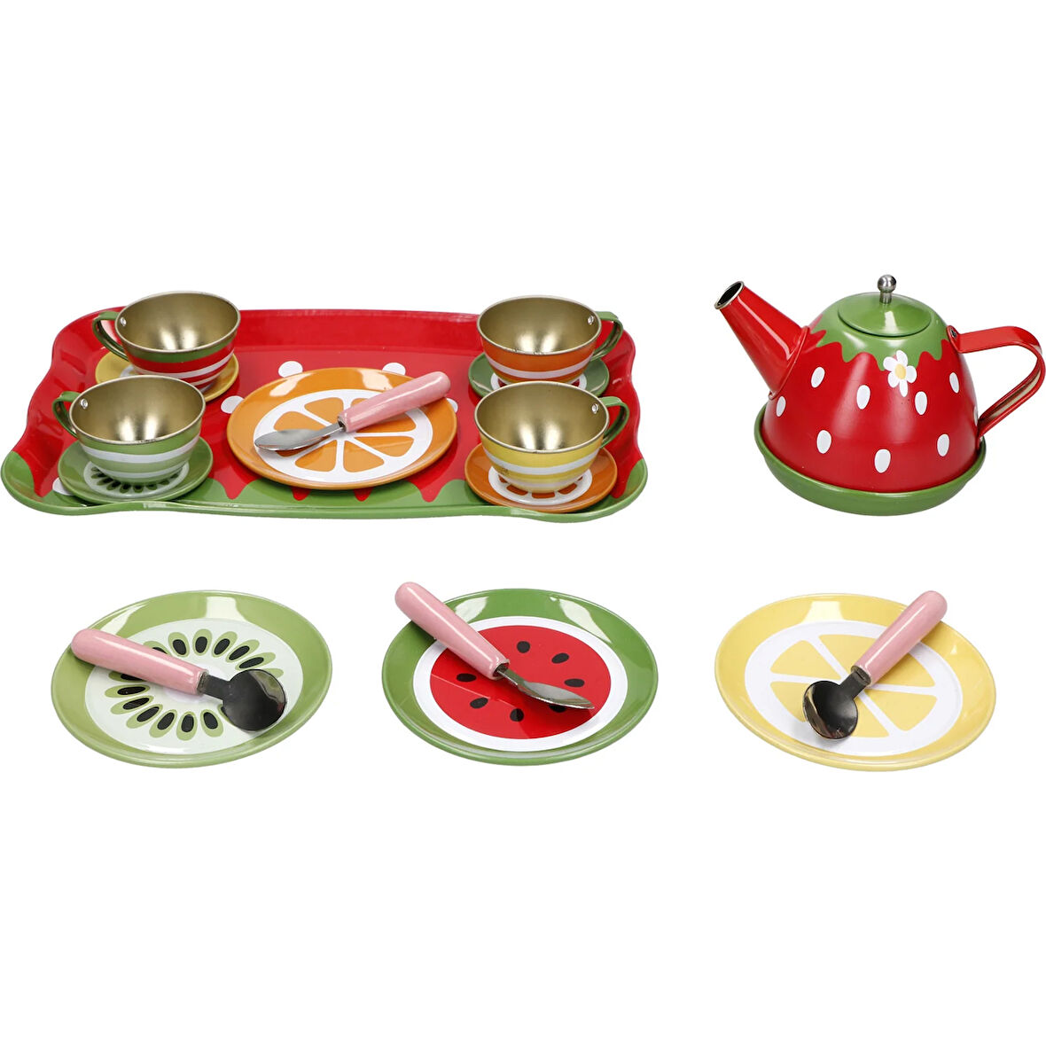 18 Parça Metal Oyuncak Çay Seti 