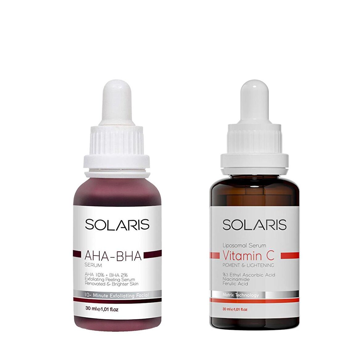 Solaris Cilt Tonu Eşitleyici Canlandırıcı Aha %10 + Bha %2 Serum 30 ml Ve Leke Karşıtı C Vitamini Serum