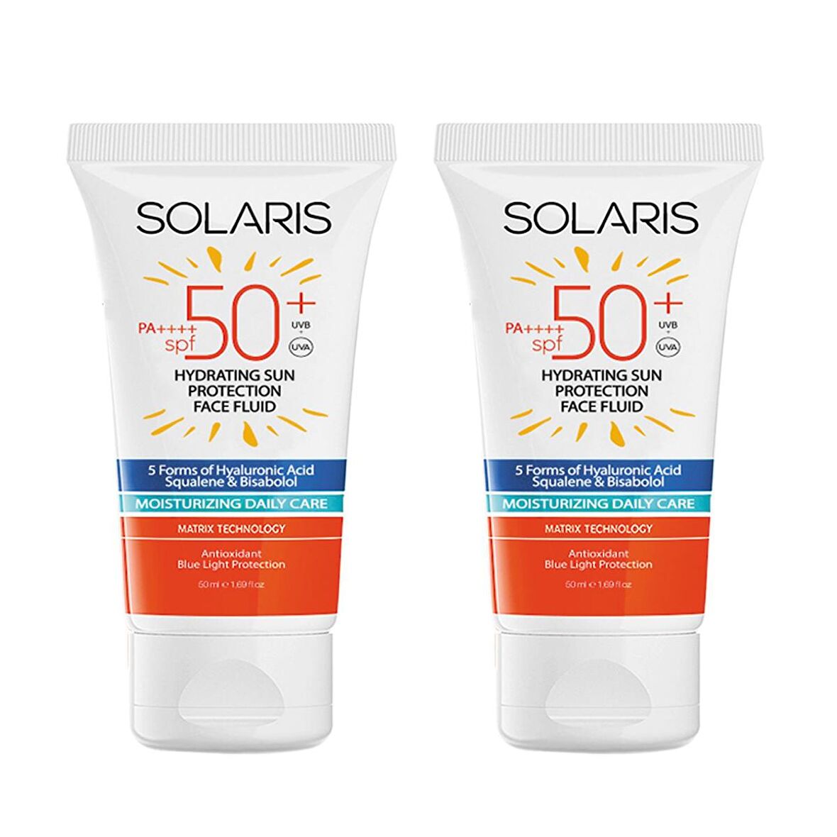 Solaris Tüm Cilt Tipleri İçin Nemlendirici Kolay Emilen Güneş Kremi SPF 50+ (50 ml) x 2 Adet